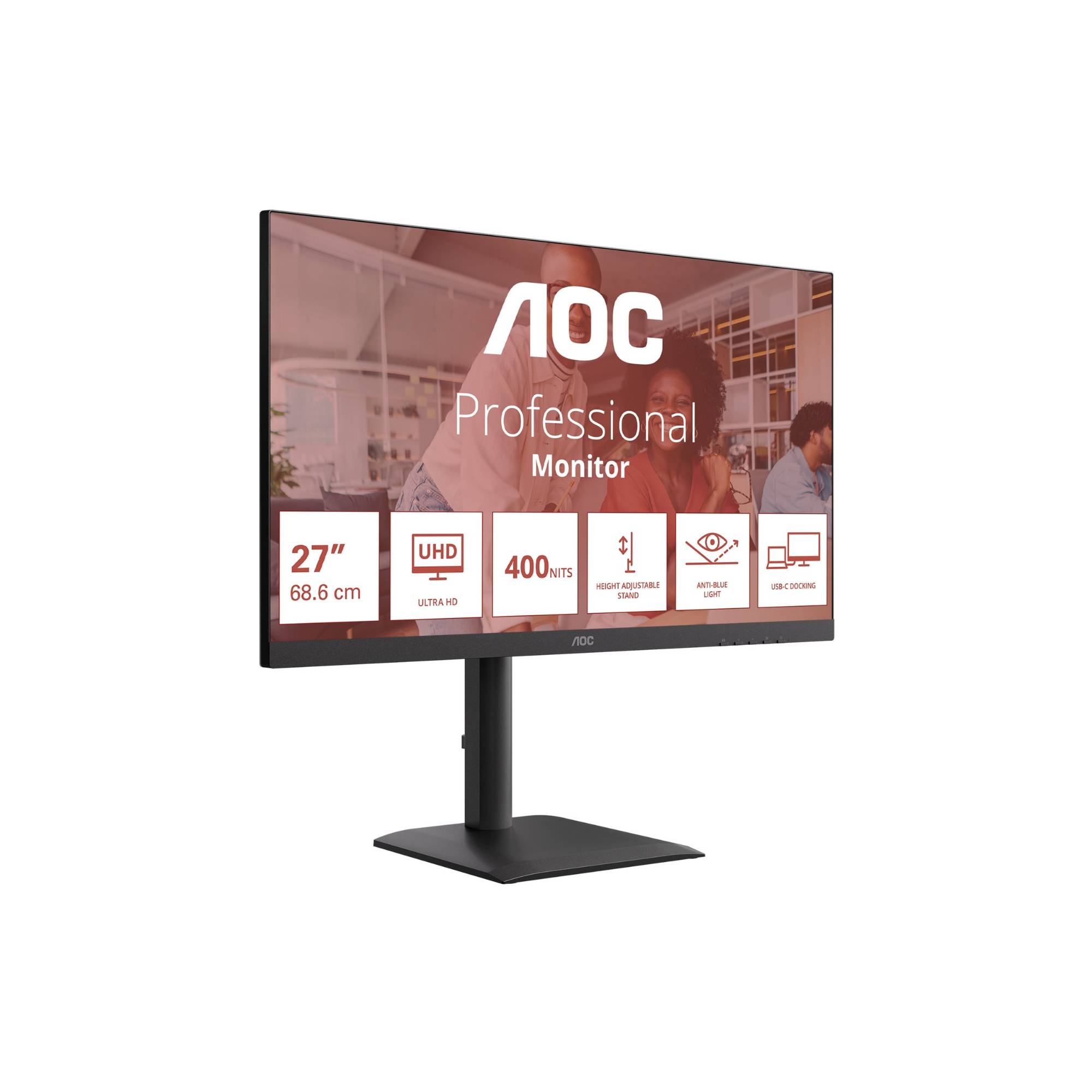 AOC E4 Series LED-Monitor 68,6 cm 27" 3840 x 2160 4K UHD 2160p @ 60 Hz IPS 400 cd/m² 1200:1 4 ms 2xHDMI DisplayPort-1