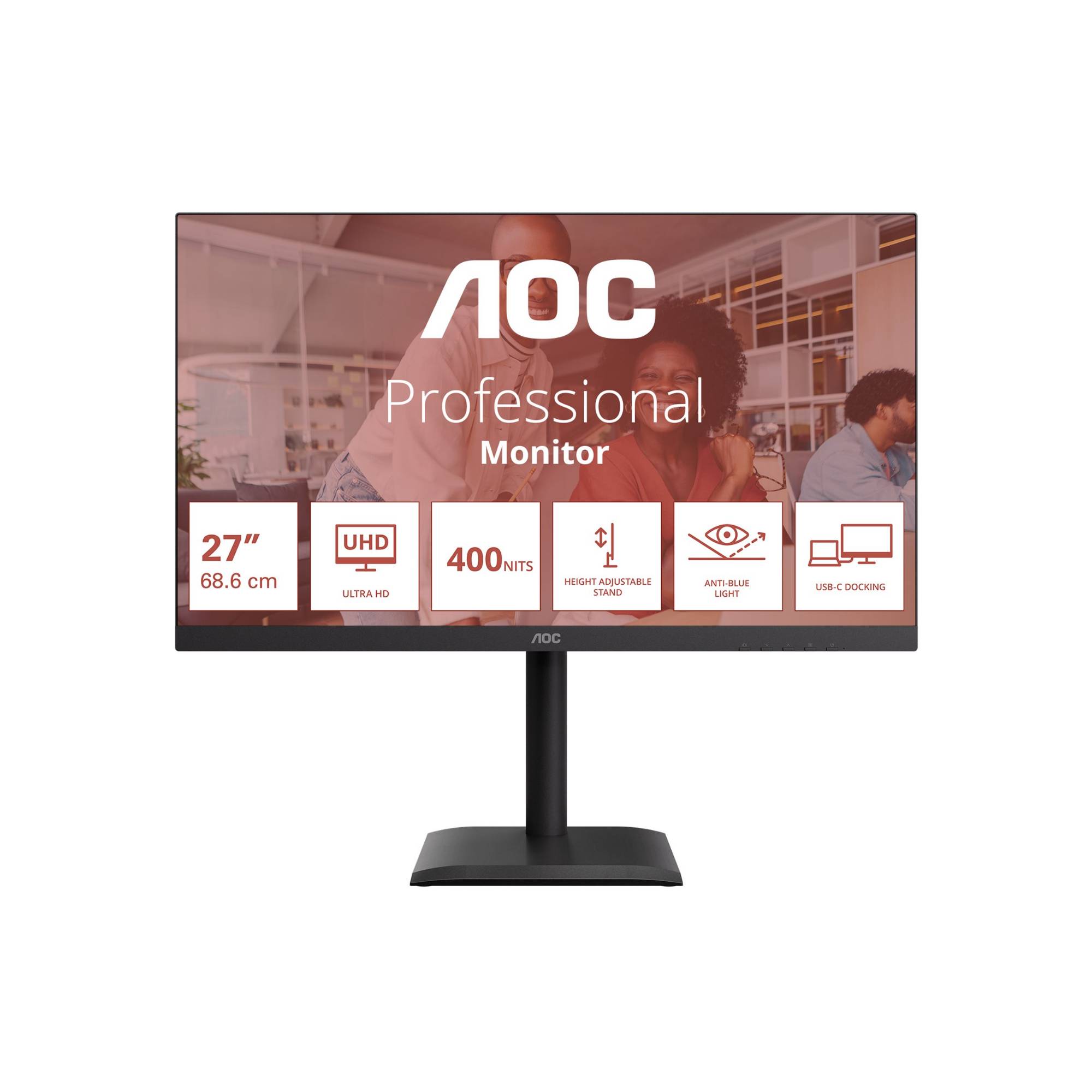 AOC E4 Series LED-Monitor 68,6 cm 27" 3840 x 2160 4K UHD 2160p @ 60 Hz IPS 400 cd/m² 1200:1 4 ms 2xHDMI DisplayPort-3