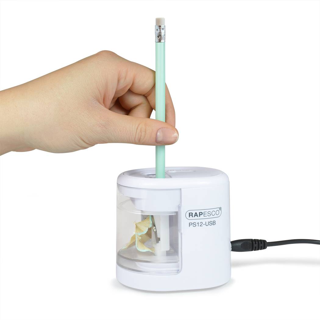 Rapesco PS12-USB, Elektrischer Bleistiftspitzer, Weiß, Kunststoff, Stahl, 1,2 cm, 6 mm-1