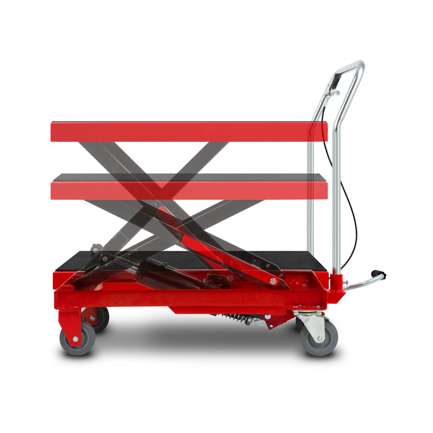 EBERTH Hubtisch hydraulisch 150kg, Scherenhubwagen Stahl, 708x450mm, Hubhöhe 225–700mm, Bremse, Pedal-2