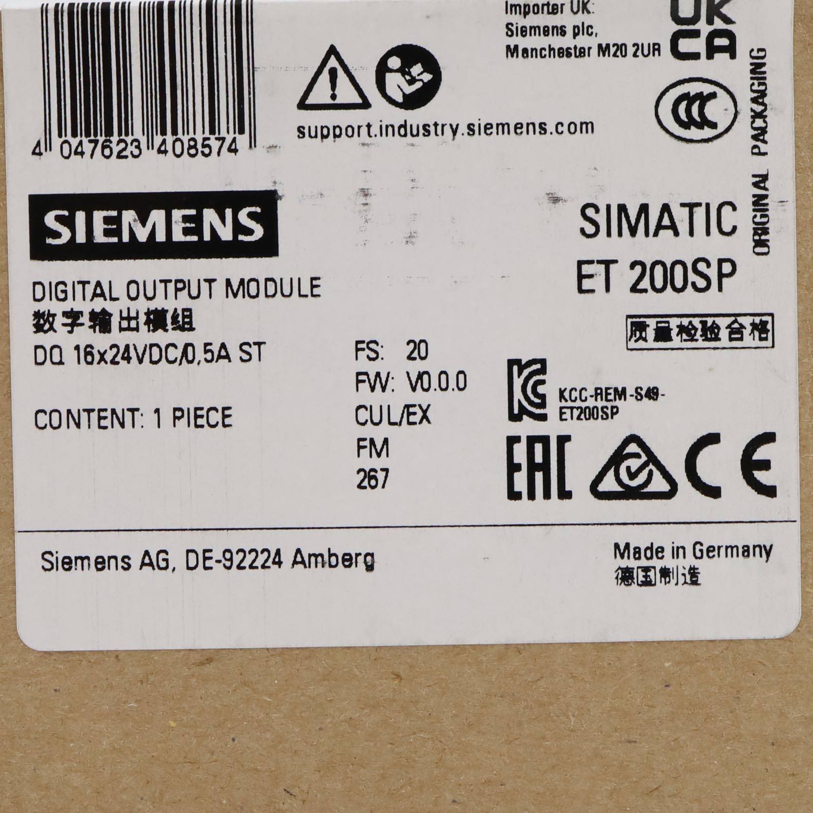 Simatic S7 ET200SP 6ES7 132-6BH01-0BA0 FS:20 DE SIE-1