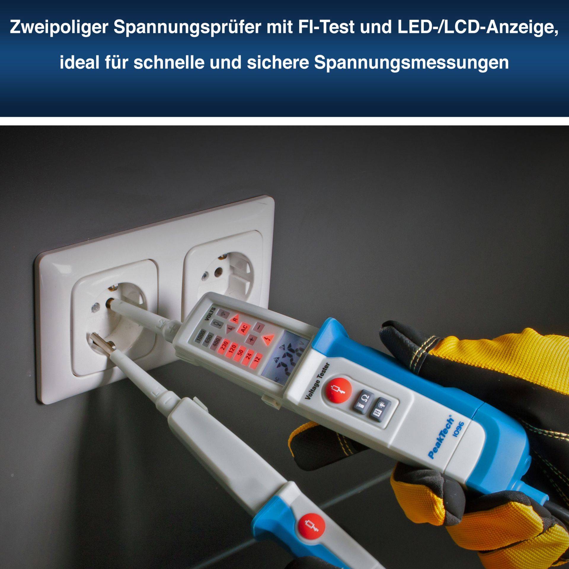 PeakTech P 1096 – Zweipoliger AC/DC-Spannungsprüfer mit LED-Anzeige-3