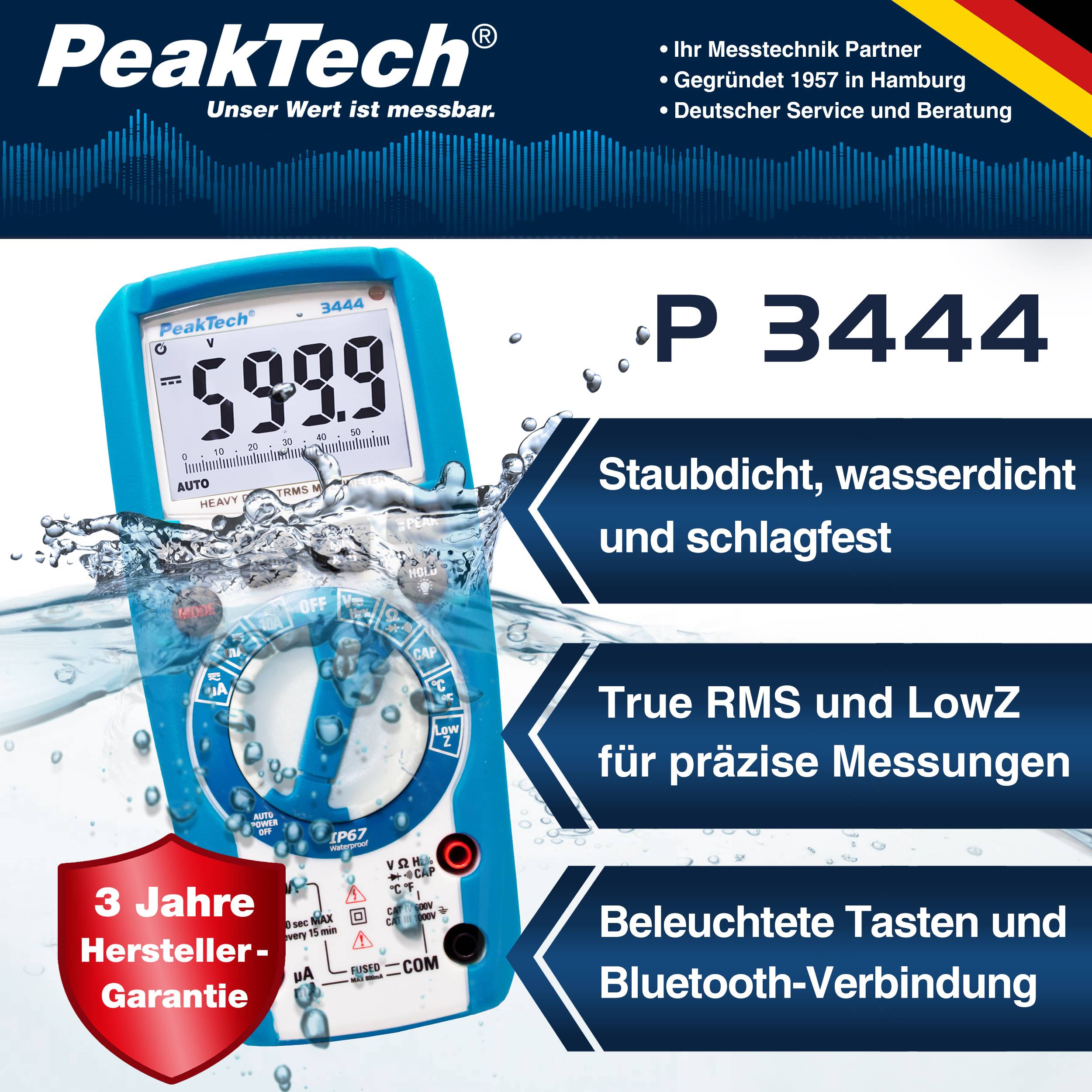 PeakTech P 3444 – Grafikmultimeter ~ 50.000 Counts ~1000V AC/DC mit TrueRMS, Bluetooth-1