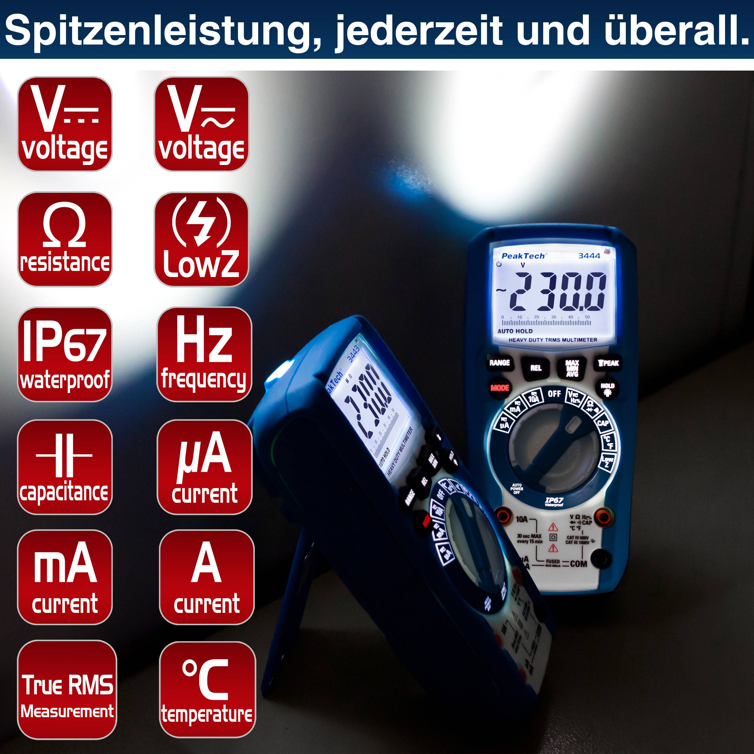 PeakTech P 3444 – Grafikmultimeter ~ 50.000 Counts ~1000V AC/DC mit TrueRMS, Bluetooth-2