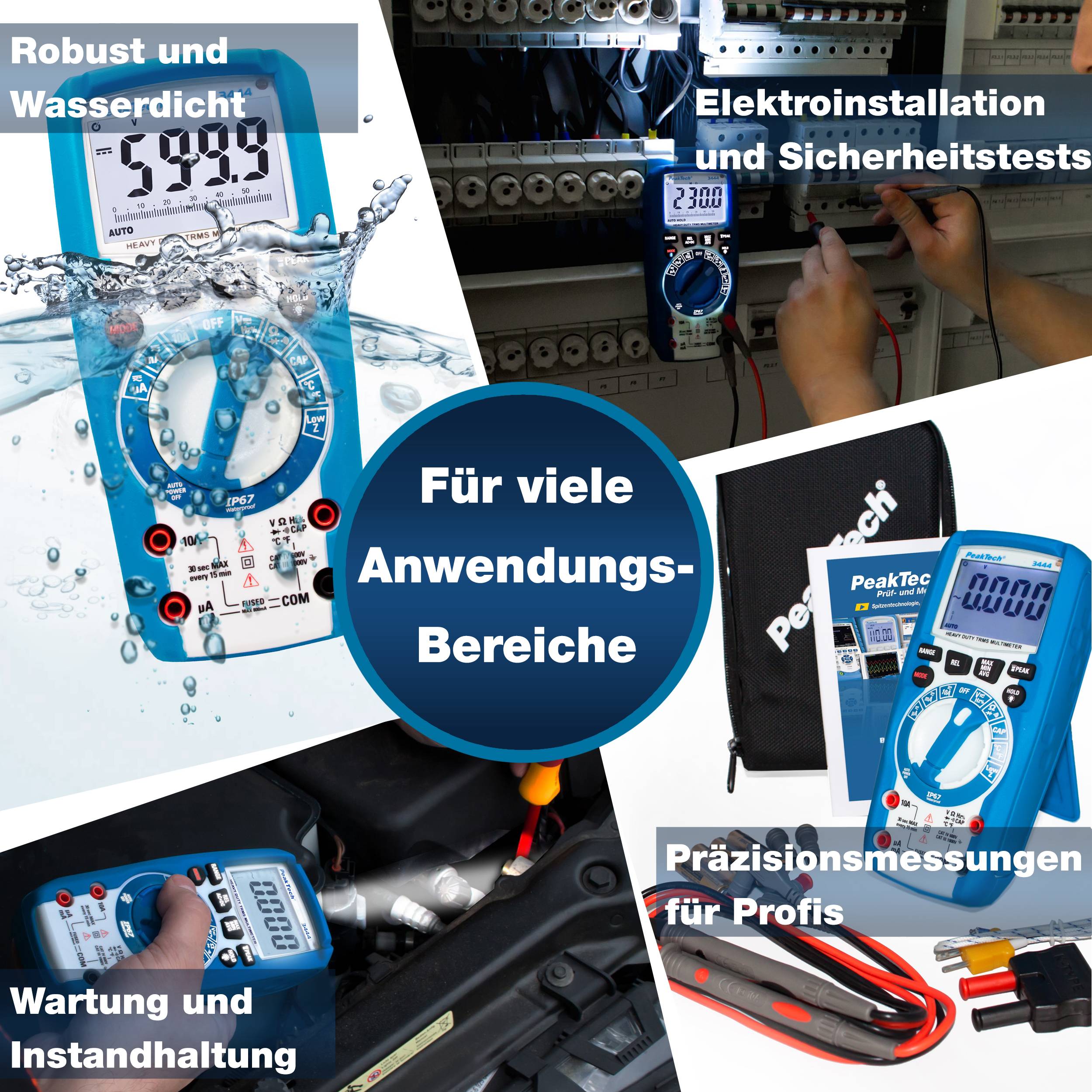 PeakTech P 3444 – Grafikmultimeter ~ 50.000 Counts ~1000V AC/DC mit TrueRMS, Bluetooth-4