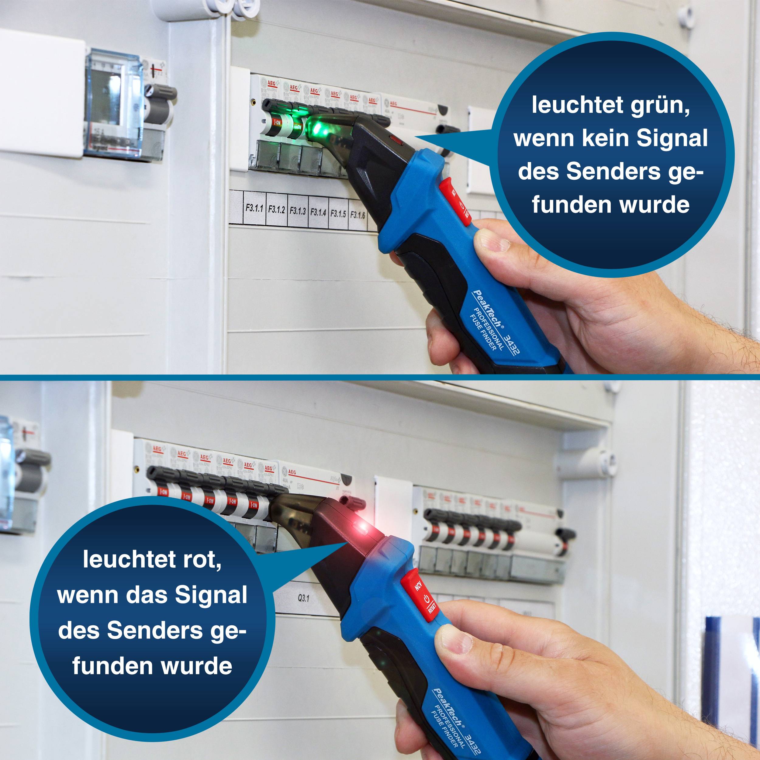 PeakTech P 3432 – Sicherungsfinder / Stromkreisdetektor mit Sender & Empfänger-2