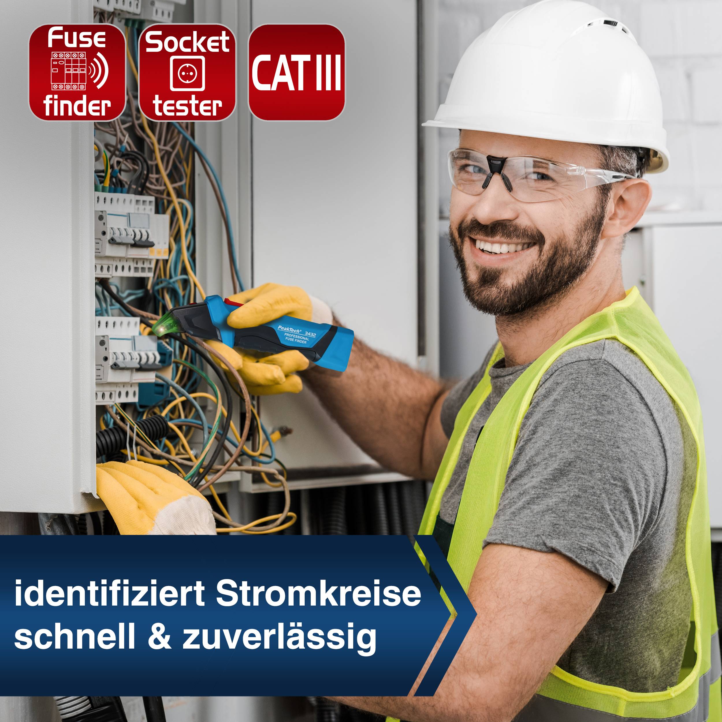 PeakTech P 3432 – Sicherungsfinder / Stromkreisdetektor mit Sender & Empfänger-3