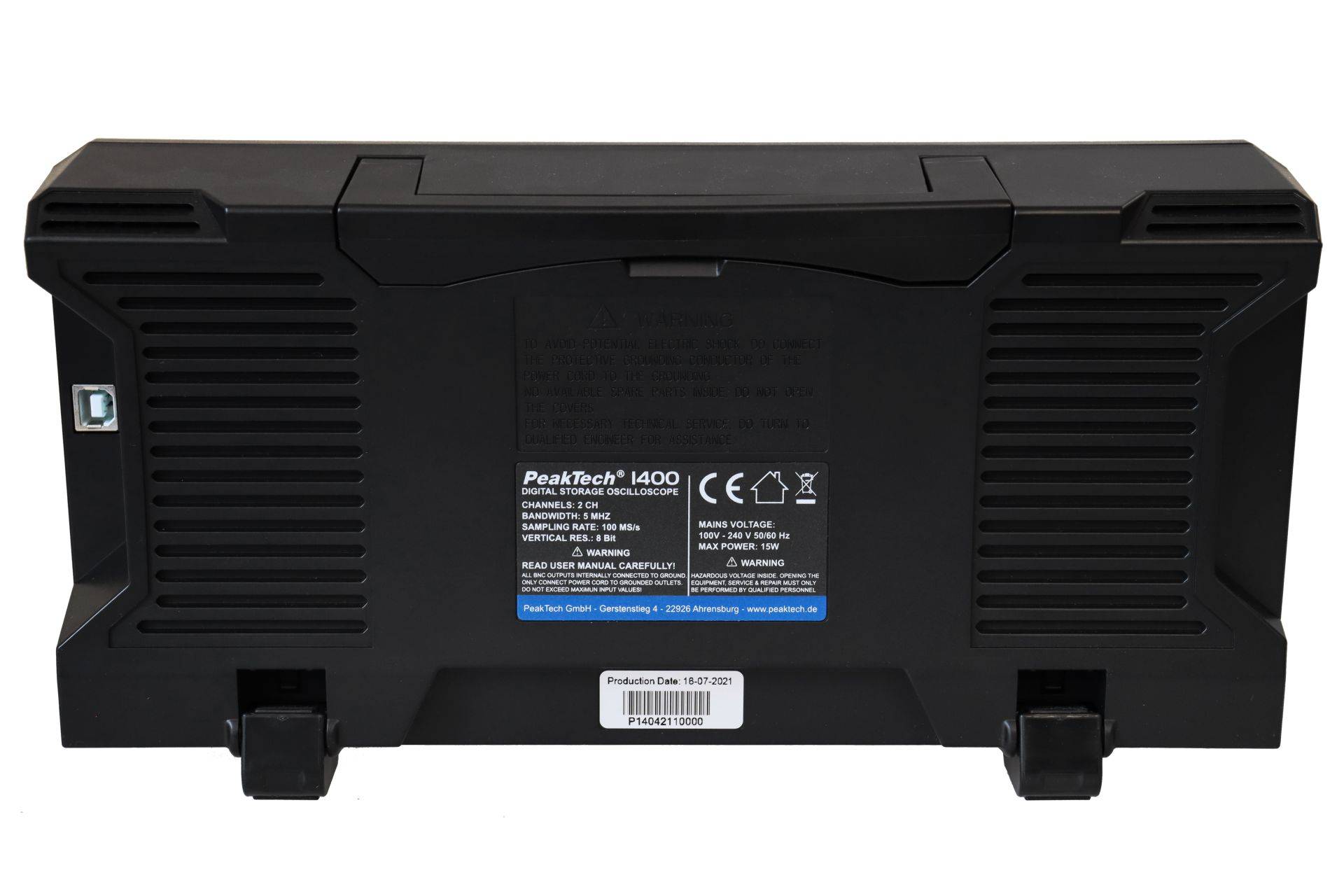 PeakTech P 1400 – 5 MHz / 2CH, 100MS/s Digital Speicher Oszilloskop-2