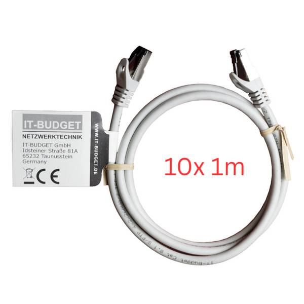 Premium 10er Set 1 m Cat.8.1 Patchkabel Vollkupfer AWG26 2000 MHz PoE+ 40 Gbit/s halogenfrei DSL LAN Kabel