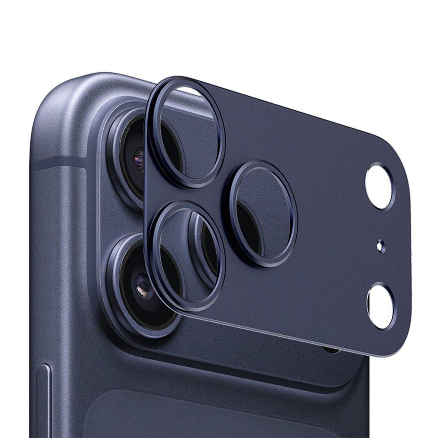 Metall Kamera Schutzring für Apple iPhone 17 Pro mit Glasabdeckung Blau-0