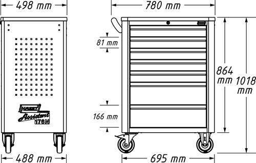 Werkzeugwagen 176N-7/193 B500xT780xH1018mm 480kg 7 Schubl.HAZET-4