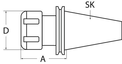 Spannzangenfutter ER DIN 69871AD Spann-D.3-26mm SK40 A.-L.100mm TECWERK-3