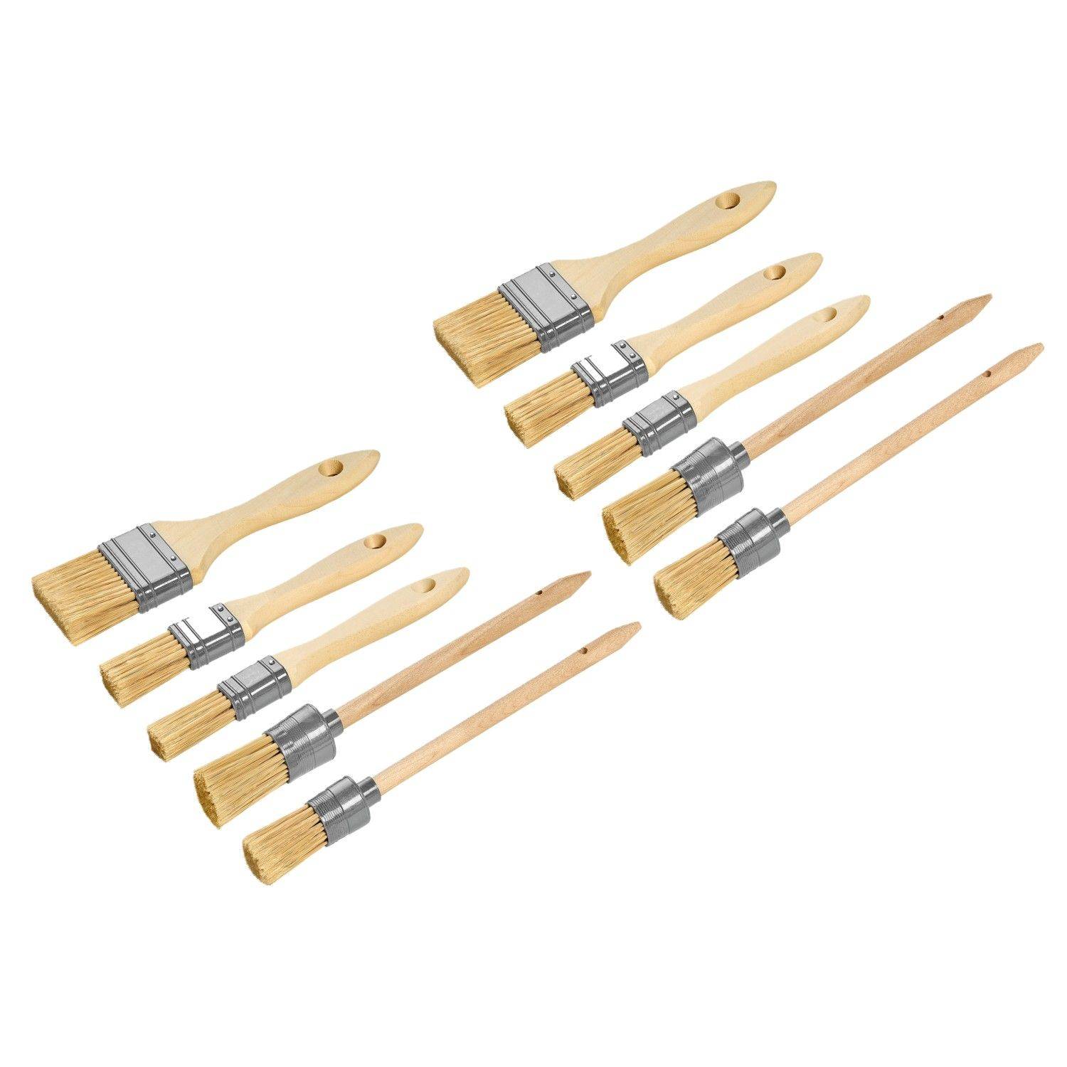 Pinsel Set 10 teilig Flachpinsel und Ringpinsel für Malerarbeiten-0