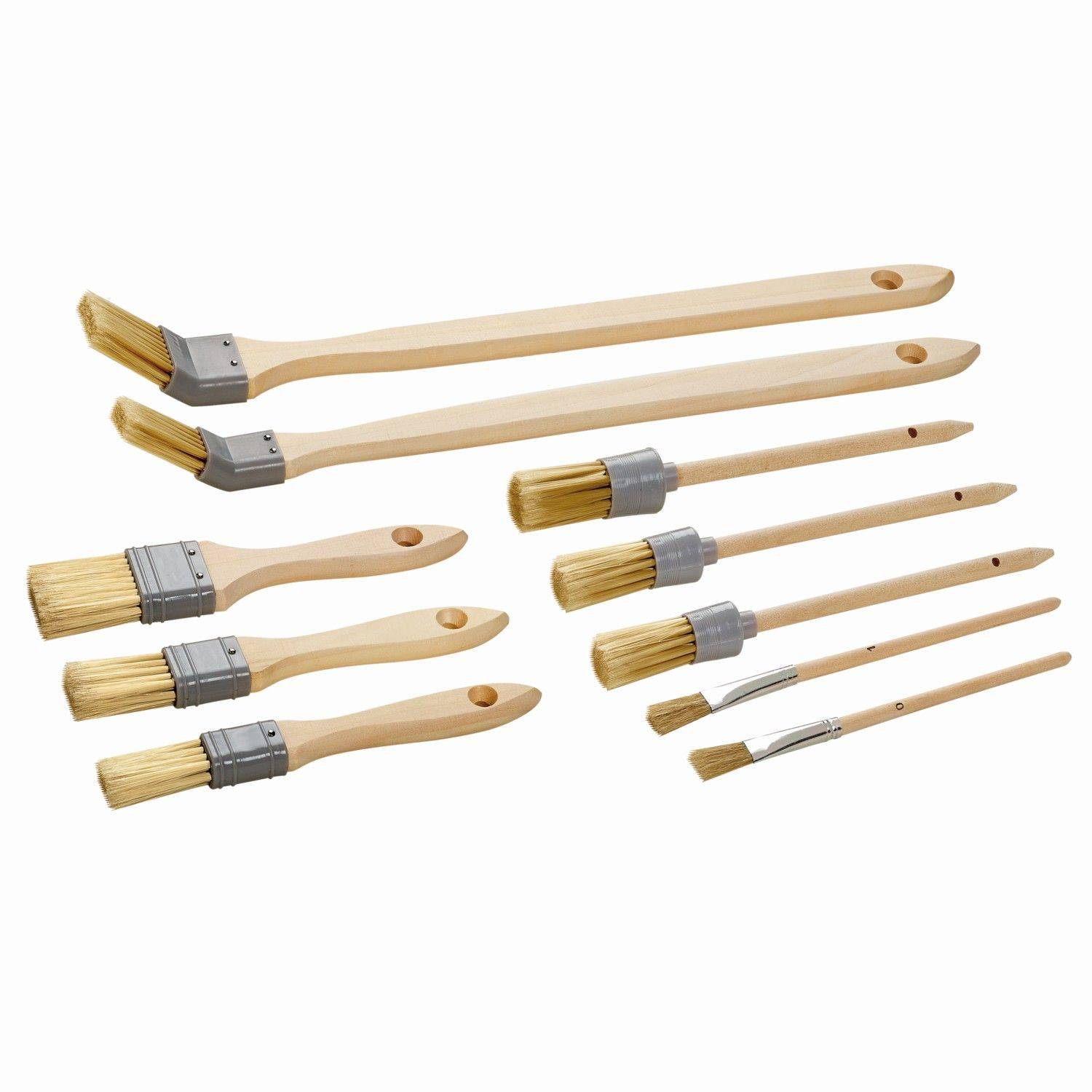 Pinsel Set 10 teilig Flachpinsel Ringpinsel Eckenpinsel Universalpinsel für Malerarbeiten innen und außen-0