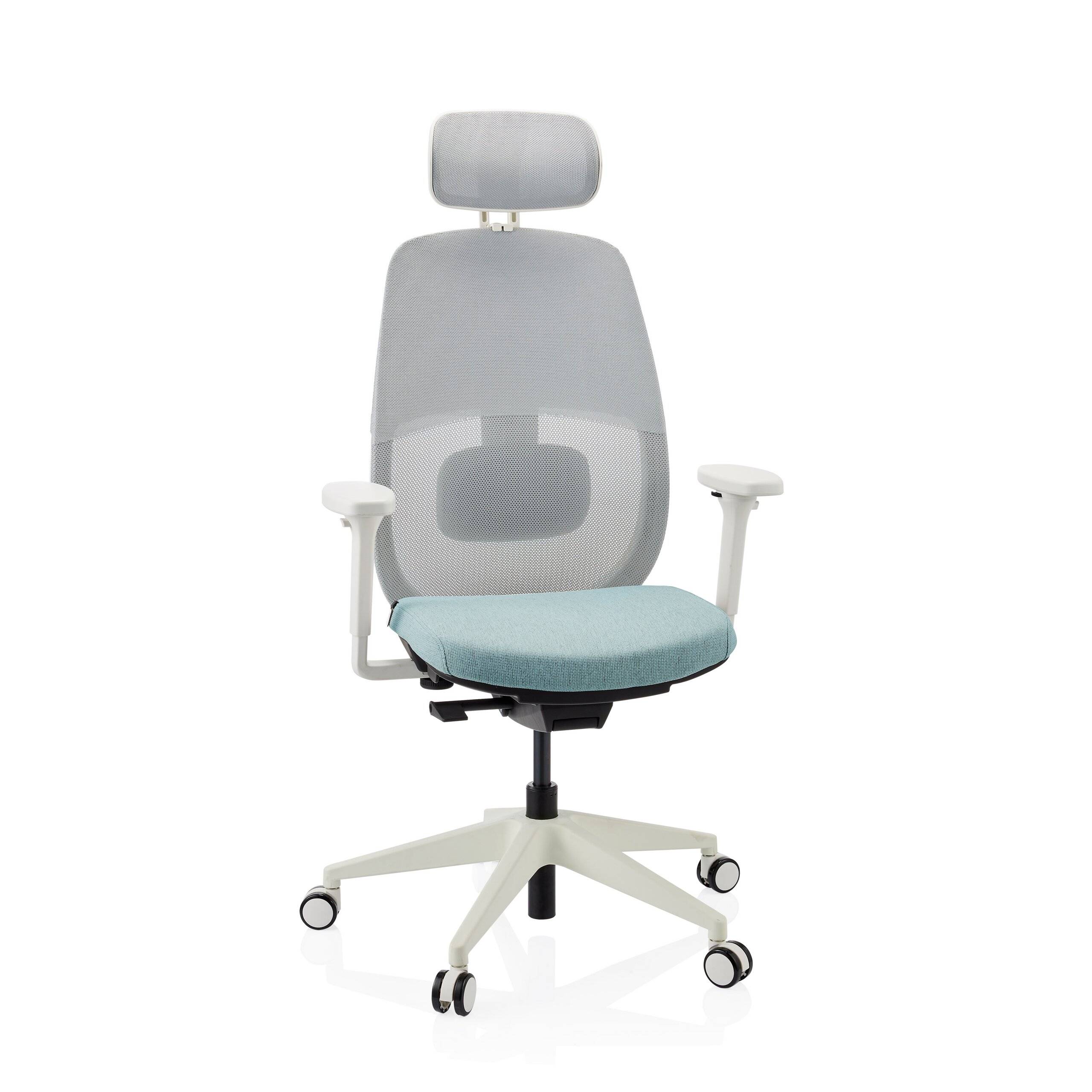 Ergonomischer Bürostuhl Skandis Pro mit Kopfstütze mint Gestell weiß hjh OFFICE-0