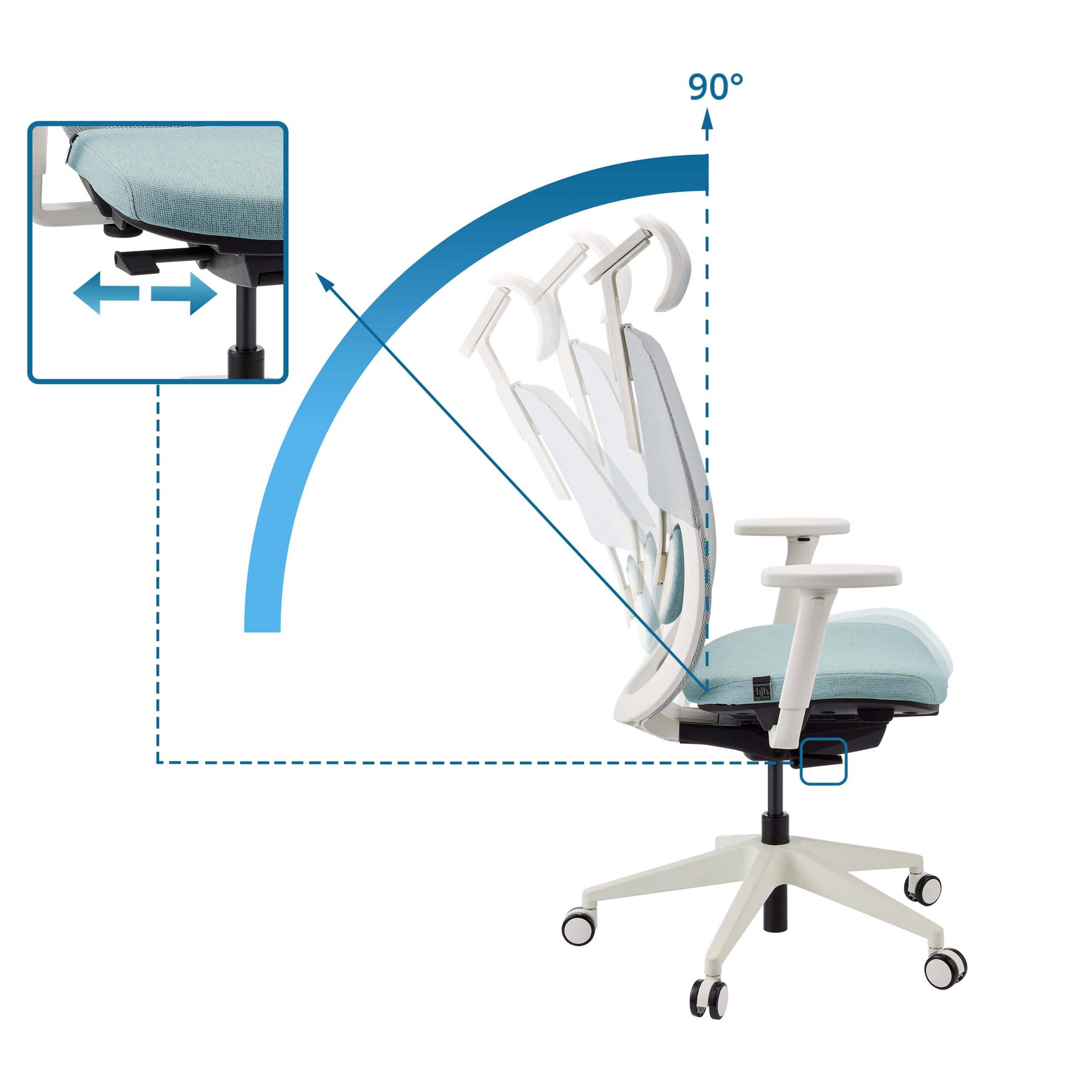 Ergonomischer Bürostuhl Skandis Pro mit Kopfstütze mint Gestell weiß hjh OFFICE-2