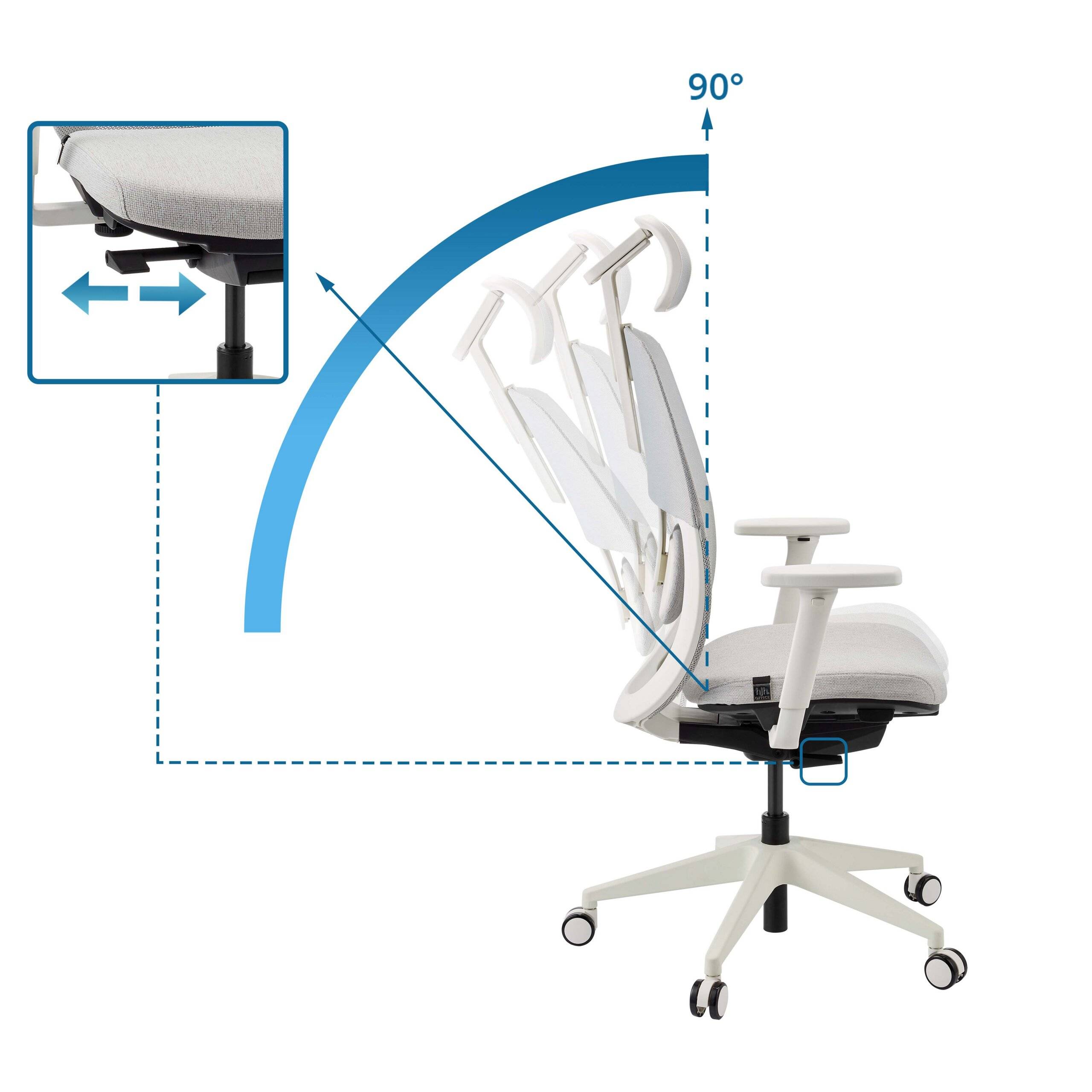 Ergonomischer Bürostuhl Skandis Pro mit Kopfstütze grau Gestell weiß hjh OFFICE-2