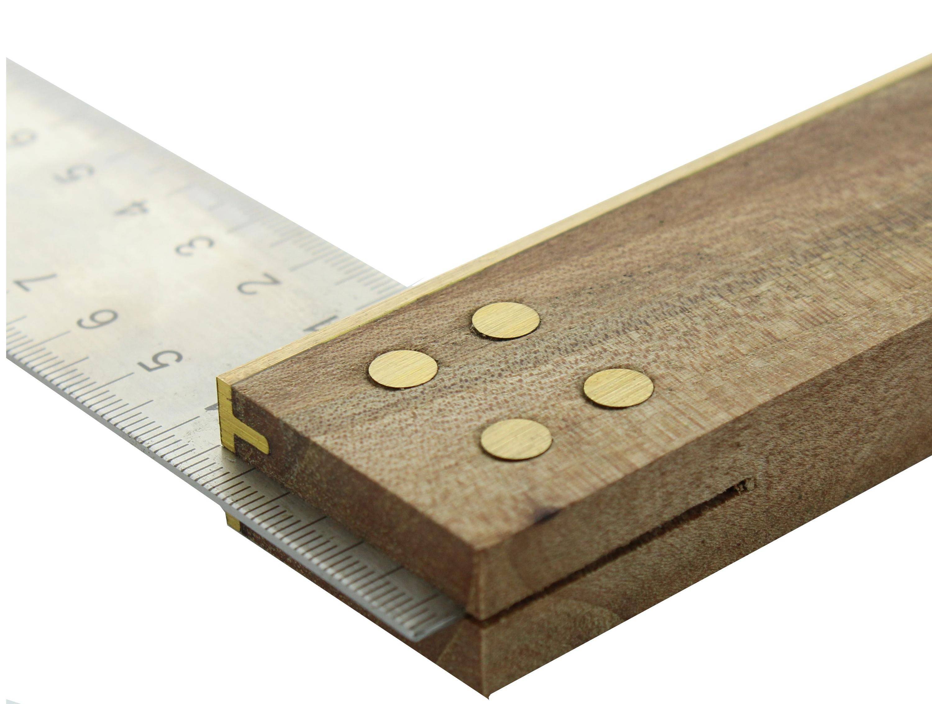 hedue® Tischlerwinkel 300 mm - Griff aus Nussbaum mit Edelstahlblatt 35 mm-2