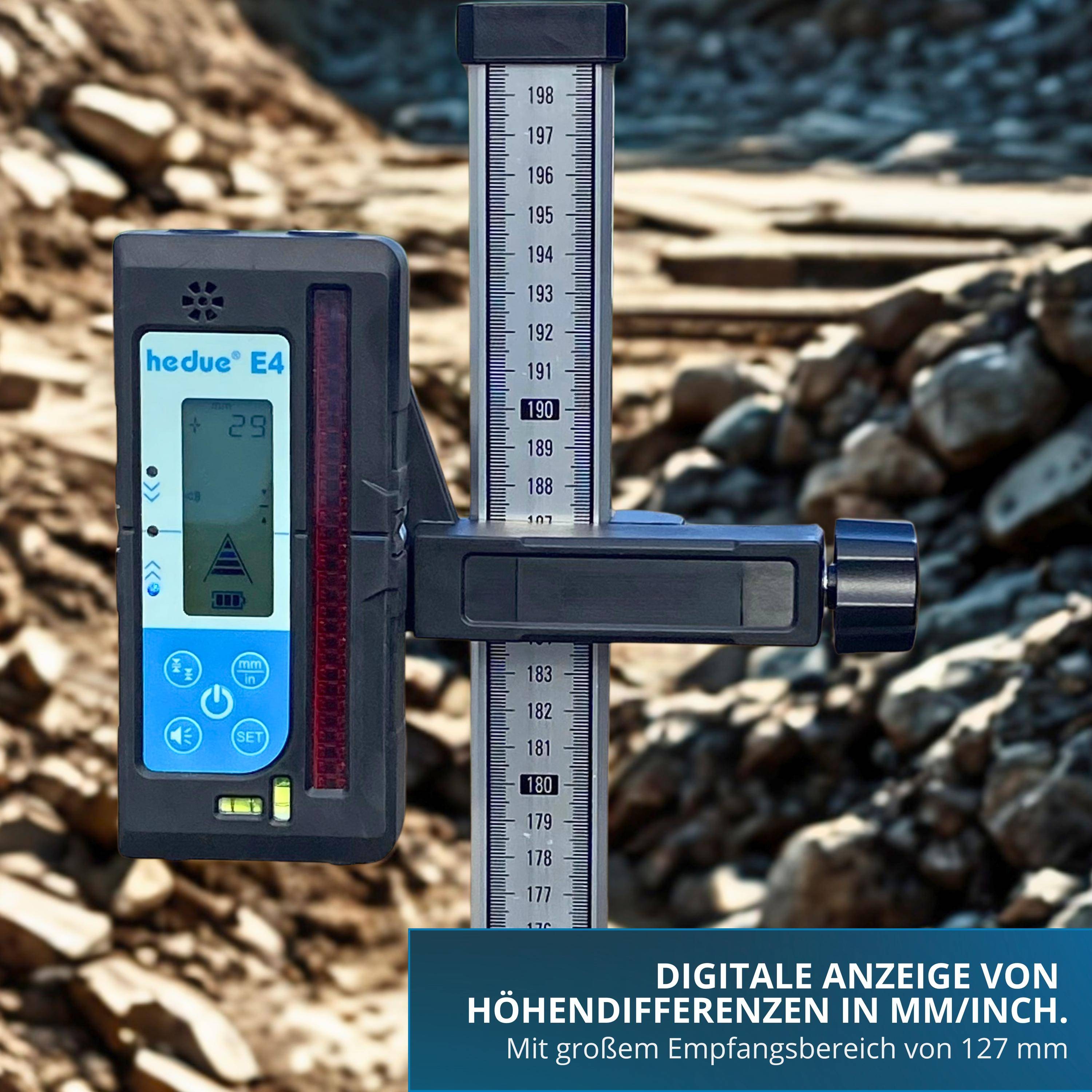 hedue® Rotationslaser S3 - Digitaler Neigungslaser im Systainer mit Laserempfänger E4, Fernbedienung und USB-Ladegerät-3