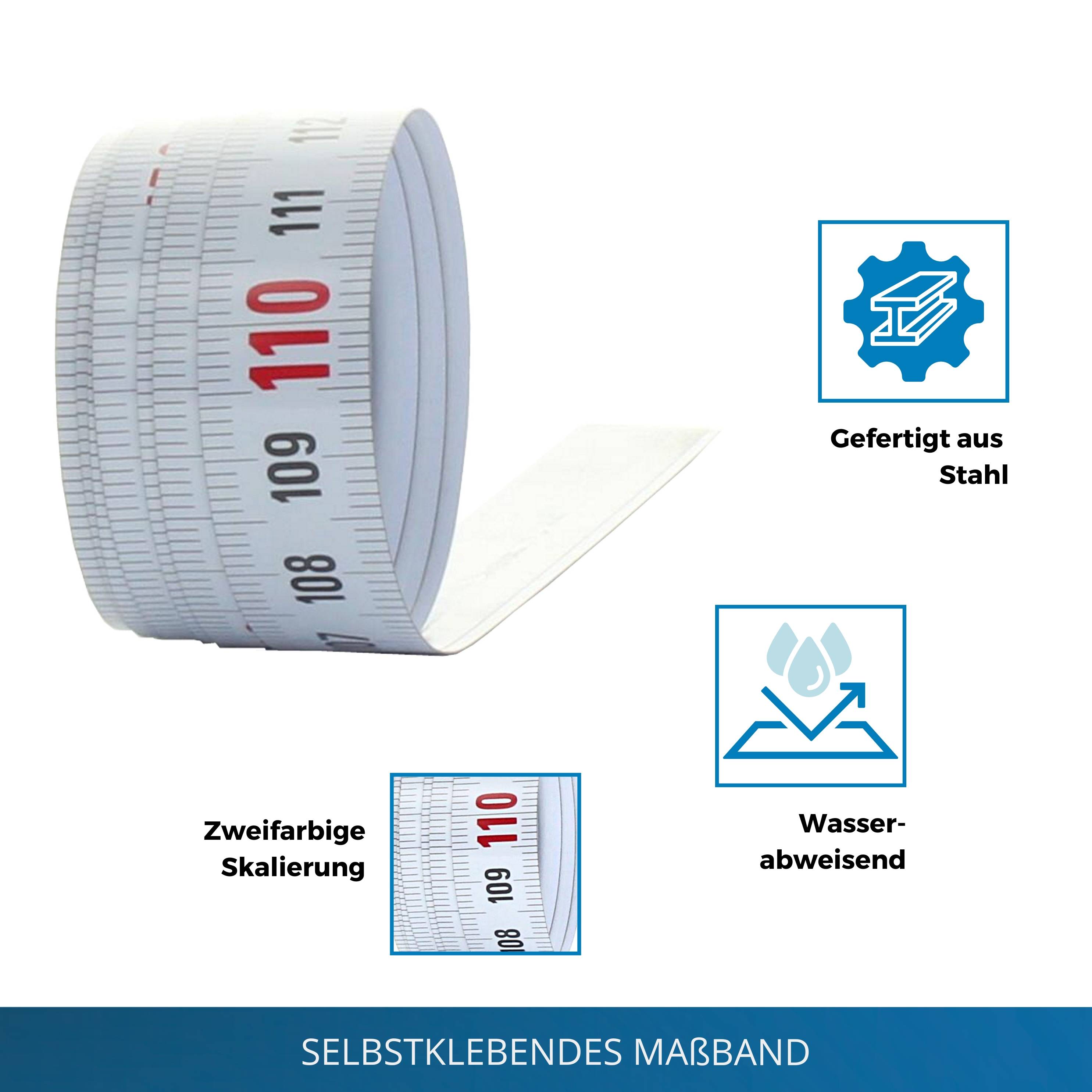 hedue® Selbstklebendes Maßband 20 m, von links nach rechts-1