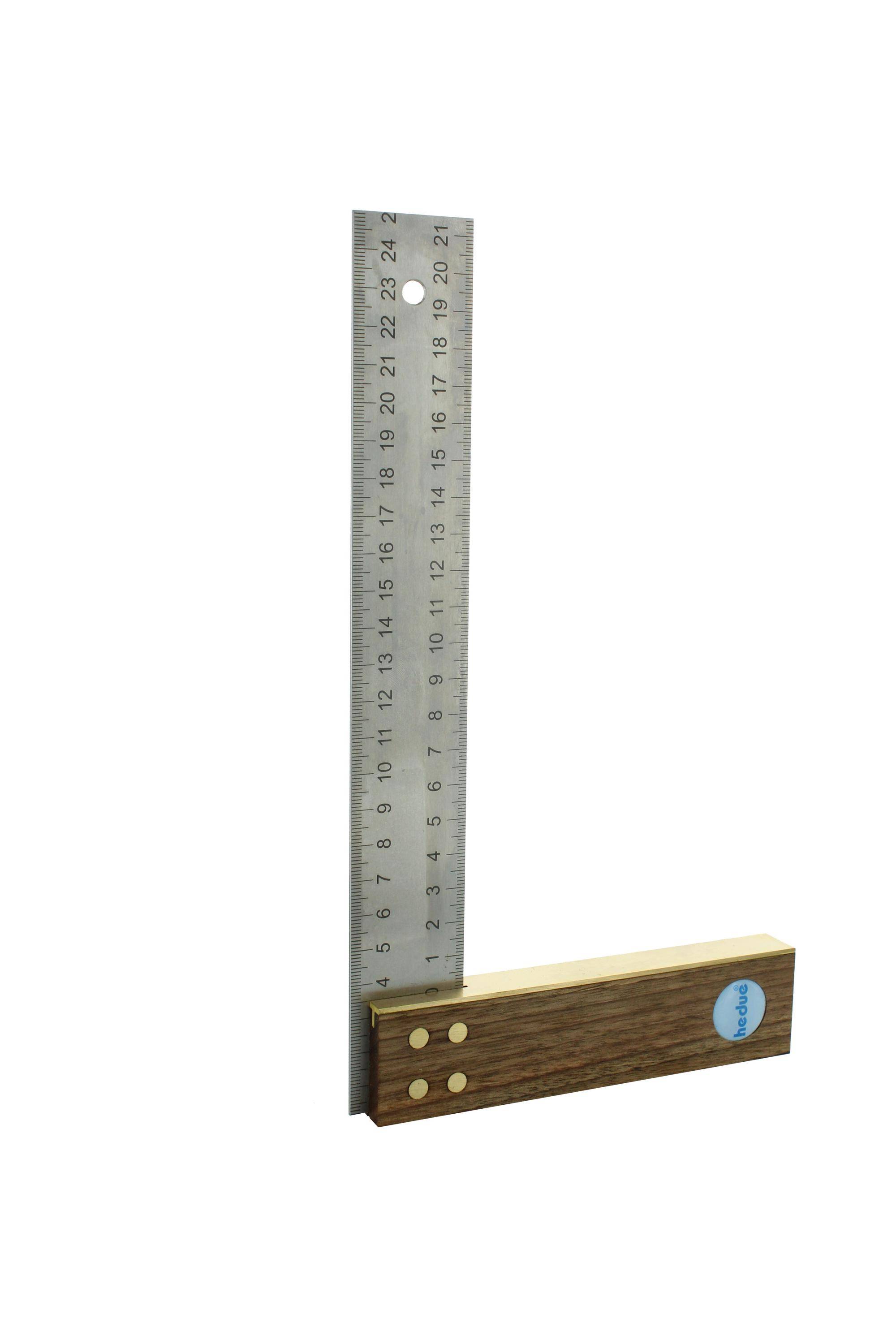 hedue® Tischlerwinkel 250 mm - Griff aus Nussbaum mit Edelstahlblatt 35 mm-0