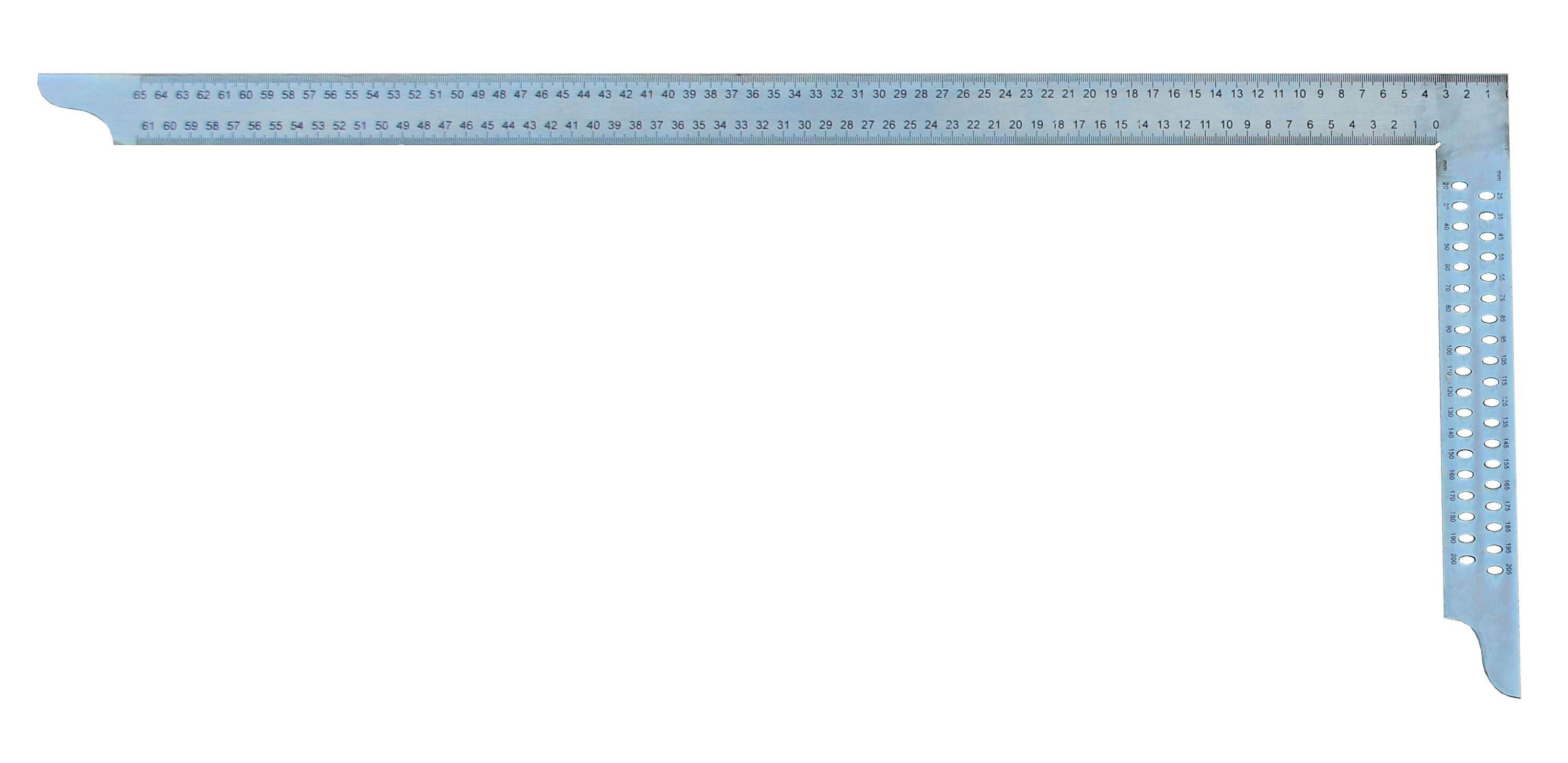 hedue® Zimmermannswinkel ZV - Nahtloser Zimmererwinkel aus verzinktem Stahl mit mm-Skala Typ A und Anreißlöcher, 1000 mm-0