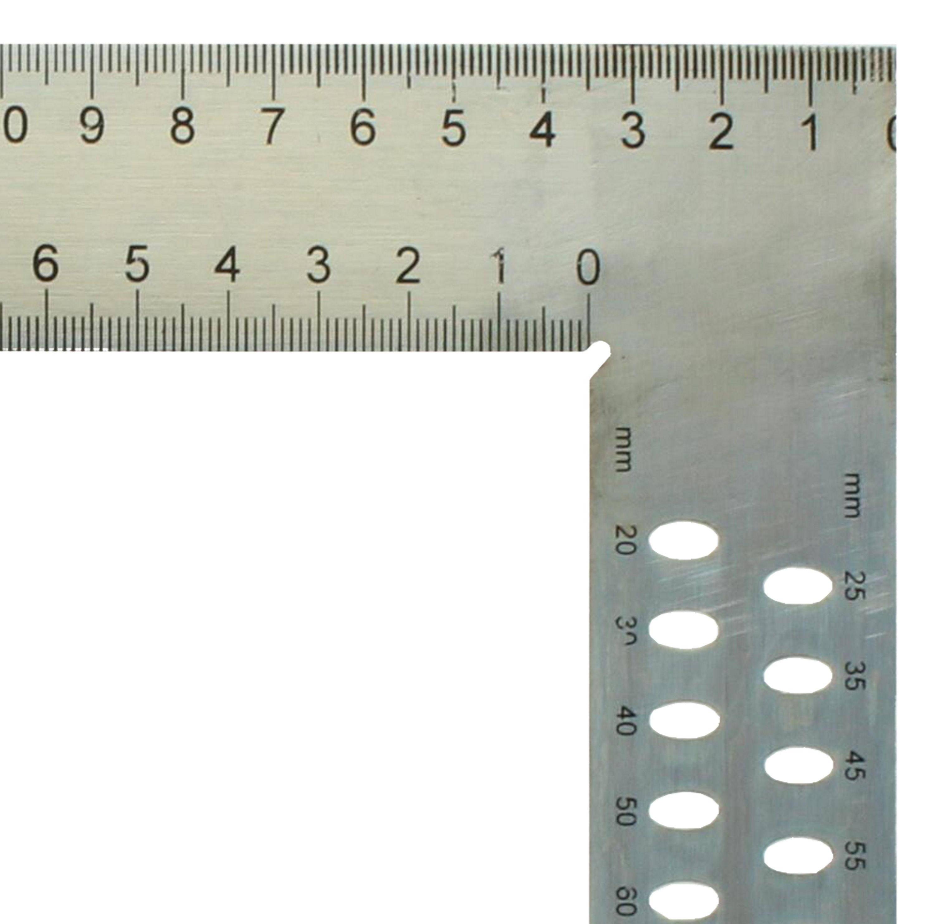 hedue® Zimmermannswinkel ZV - Nahtloser Zimmererwinkel aus verzinktem Stahl mit mm-Skala Typ A und Anreißlöcher, 1000 mm-3