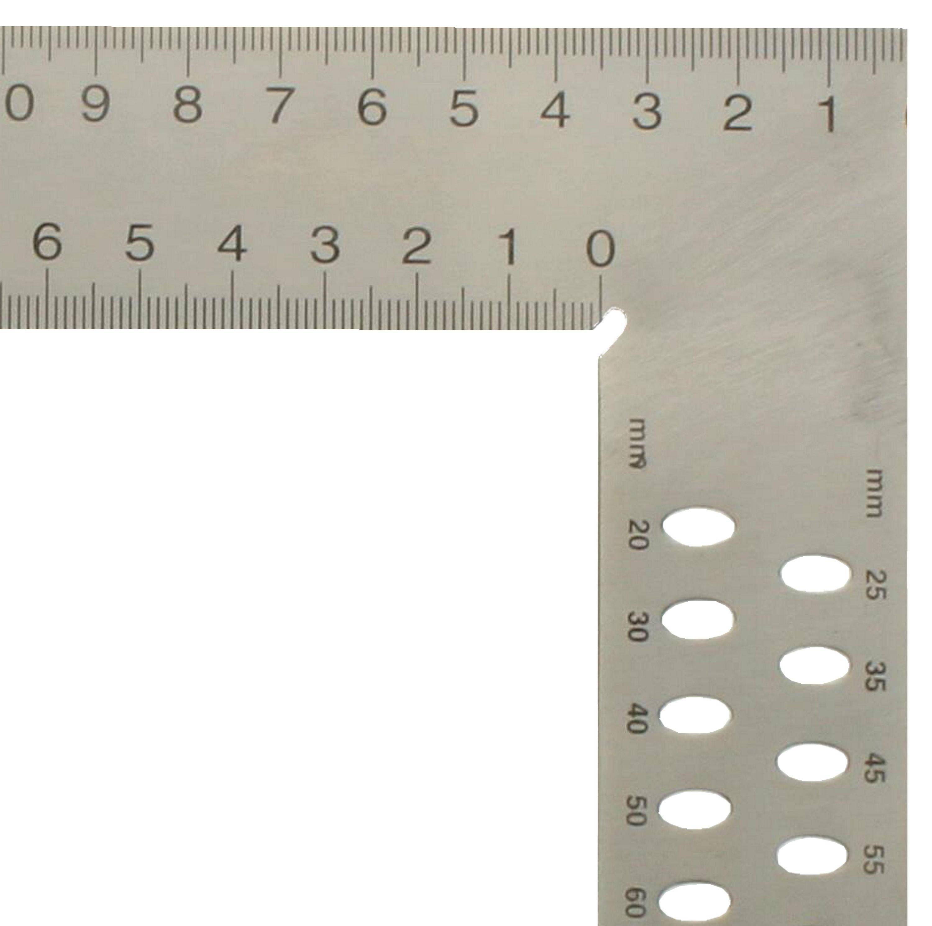 hedue® Zimmermannswinkel ZN - Nahtloser, großer Zimmererwinkel aus Edelstahl mit Anreißlöcher & mm-Skala Typ A, 600 mm-3