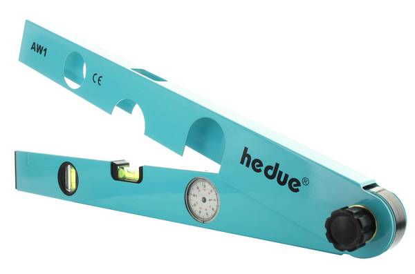 hedue® Winkelmesser AW1 - Analoger Winkelmesser mit Horizontal- und Vertikallibelle, Messbereich 0°-180°
