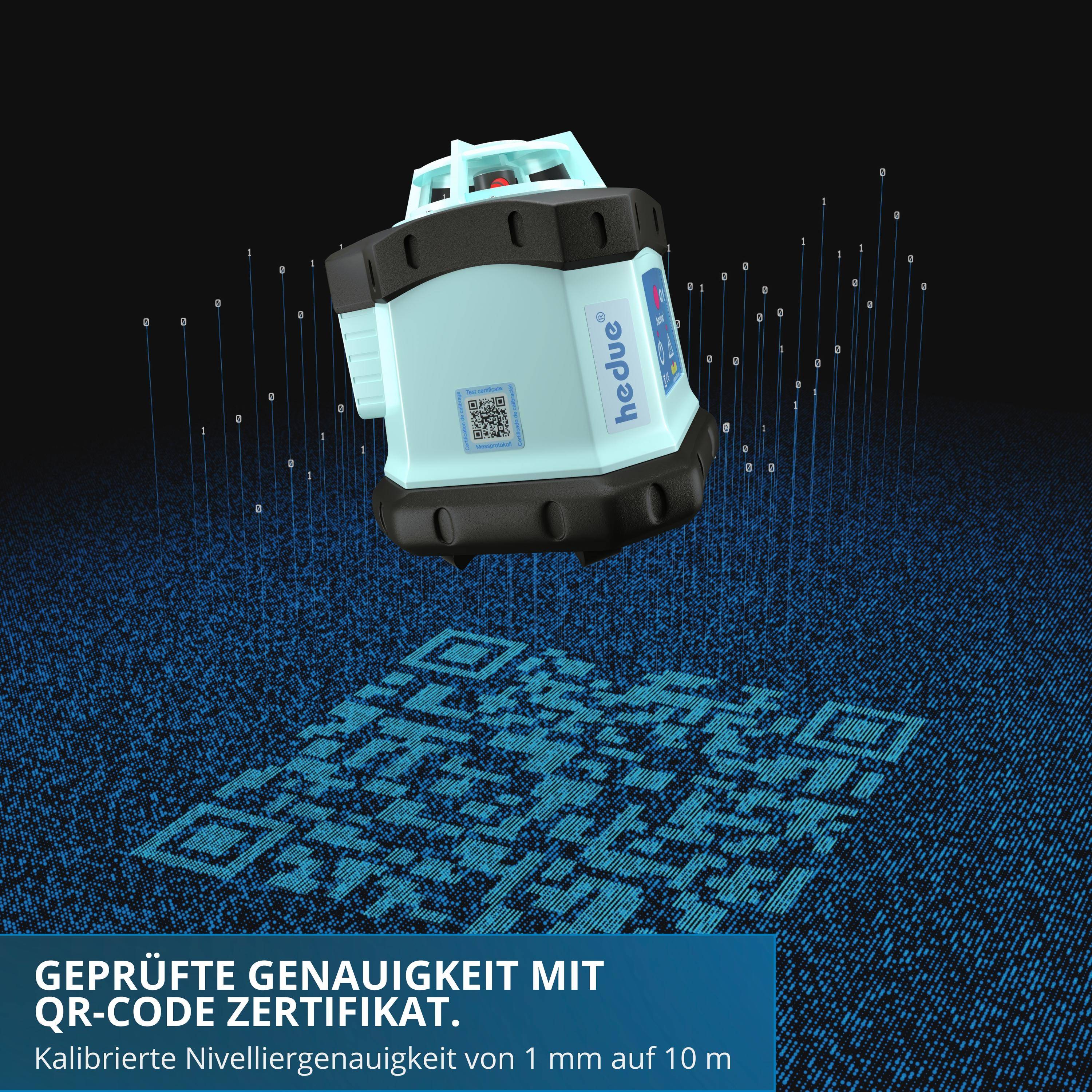 hedue® Rotationslaser Q1 im großen Koffer (inkl. Stativ, Fernbedienung, Laserempfänger E2, Nivellierlatte, Ladegerät)-4
