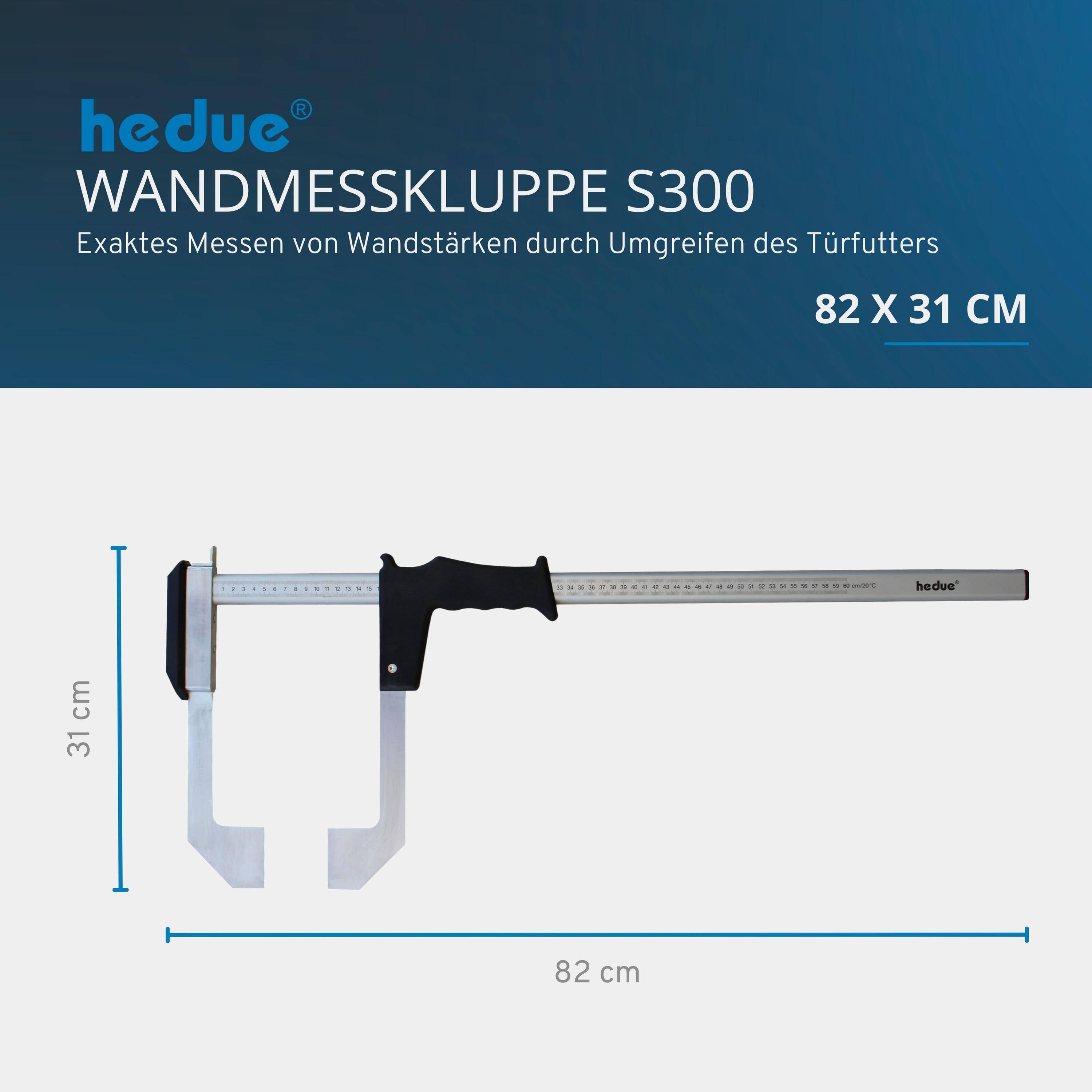 hedue® Wandmesskluppe S300 - Messkluppe mit beidseitiger Millimeterskala, Messbereich 60 cm-1