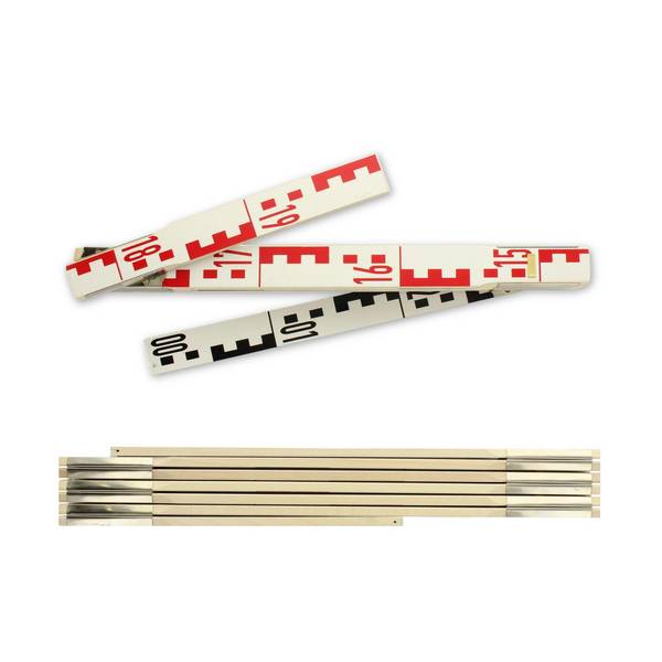 hedue® Nivellierzollstock 3 m - Geometer-Maßstab/Zollstock mit E-Teilung auf Vorderseite und mm-Skala auf Rückseite
