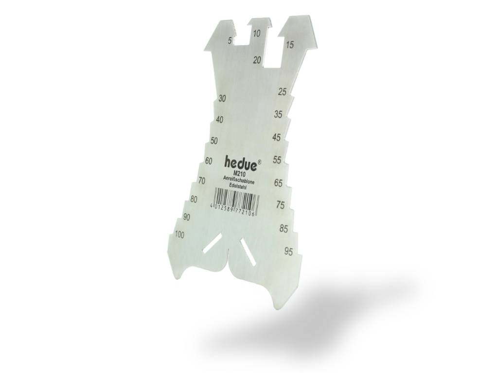 hedue® Anreißschablone M210 - Anreißwerkzeug für Dachdecker und Spengler, mit 20 Anschlagkanten von 5 bis 100 mm-0