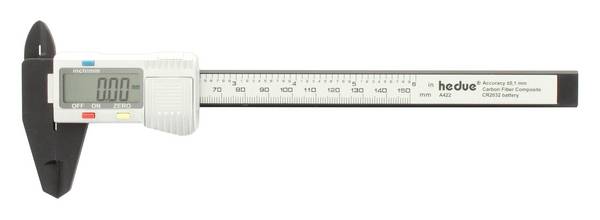 hedue® Digitaler Messschieber 150 mm - Schieblehre digital aus Carbon, mm/Inch Anzeige