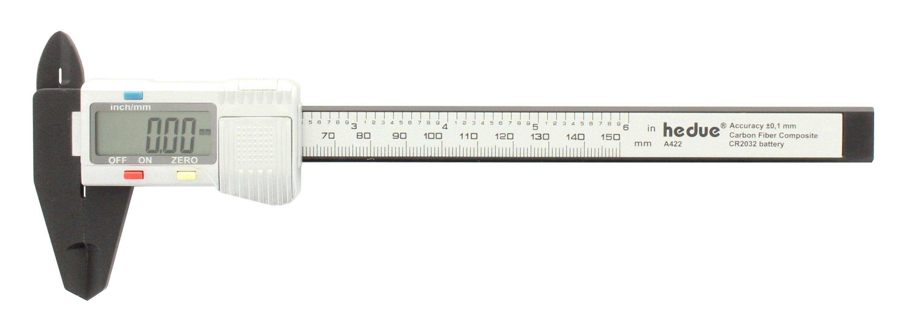 hedue® Digitaler Messschieber 150 mm - Schieblehre digital aus Carbon, mm/Inch Anzeige-0