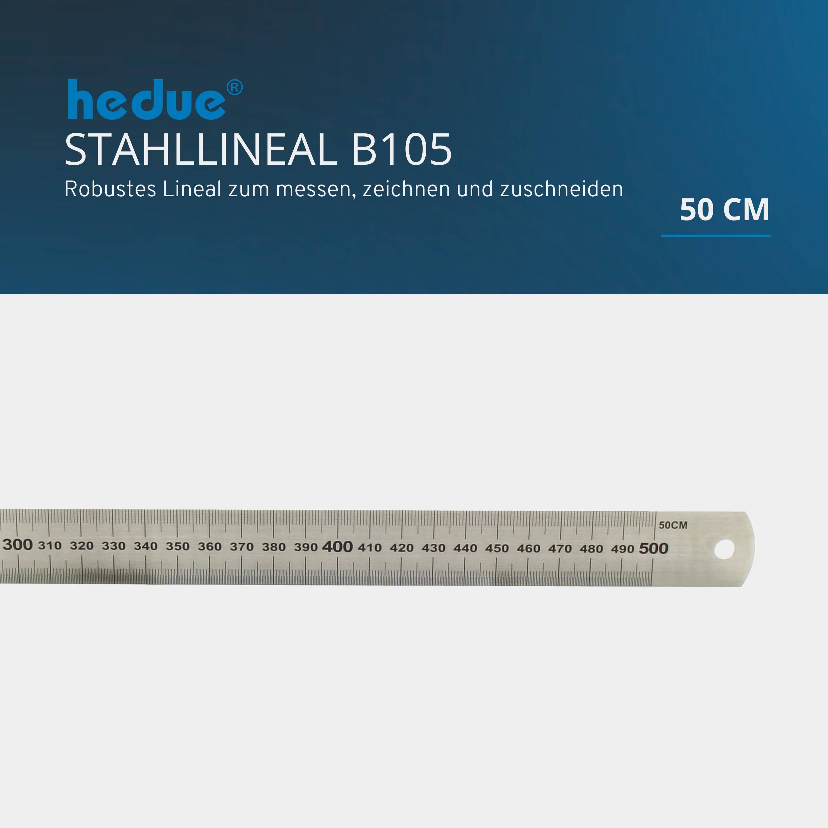 hedue® Stahllineal - Metalllineal aus rostfreiem Edelstahl, 50 cm-3