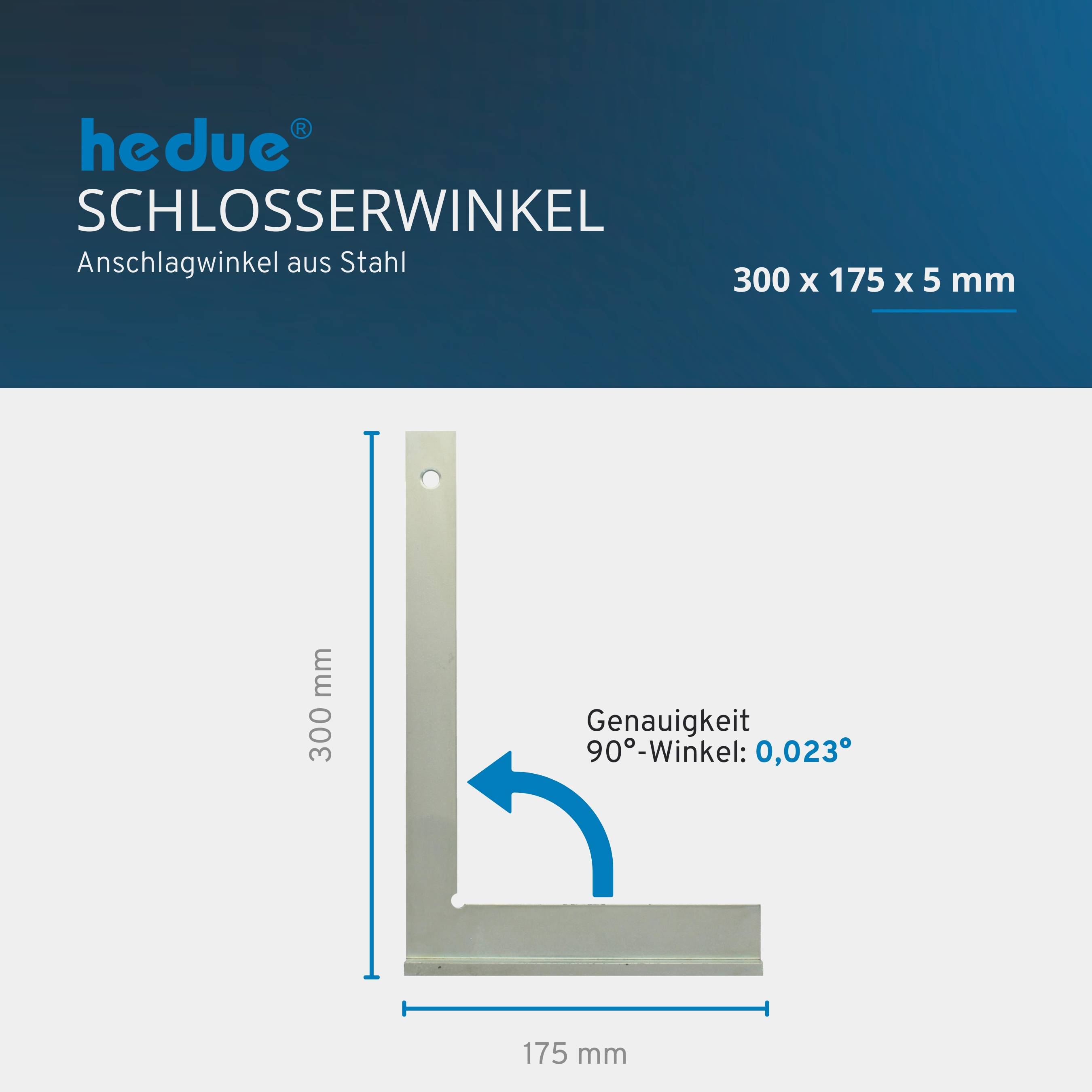 hedue® Anschlagwinkel - Schlosserwinkel mit Anschlag aus verzinktem Stahl, 300mm x 175 mm-4