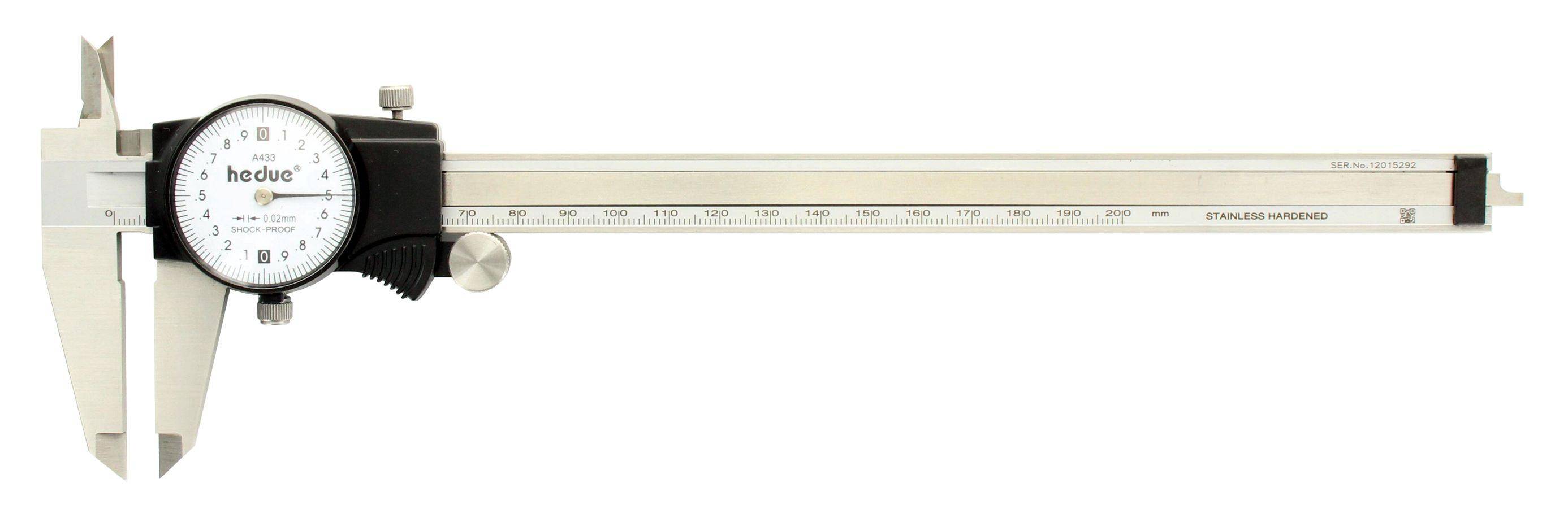 hedue® Uhr-Messschieber 200 mm - Schiebelehre mit Messuhr aus Edelstahl-0