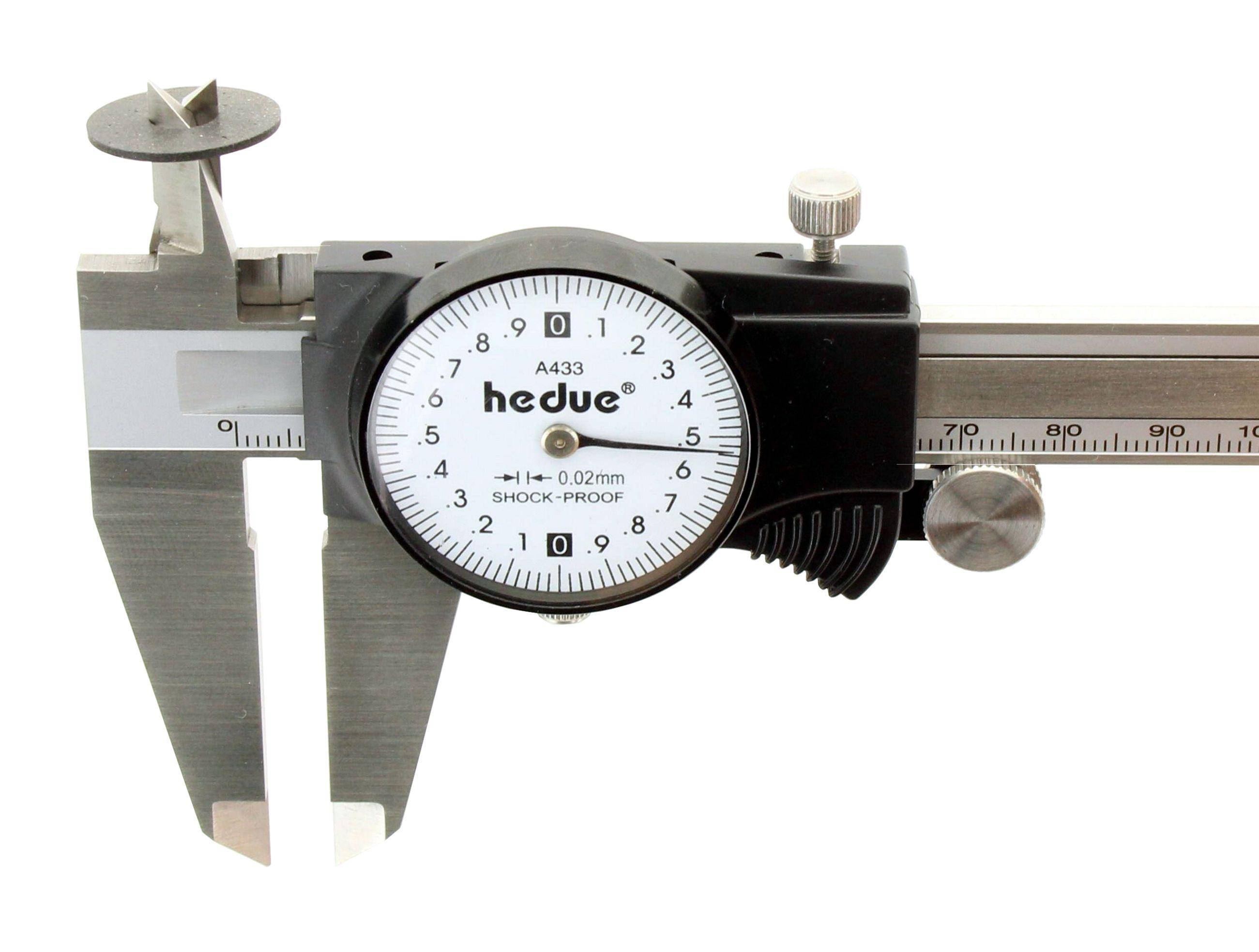 hedue® Uhr-Messschieber 200 mm - Schiebelehre mit Messuhr aus Edelstahl-2