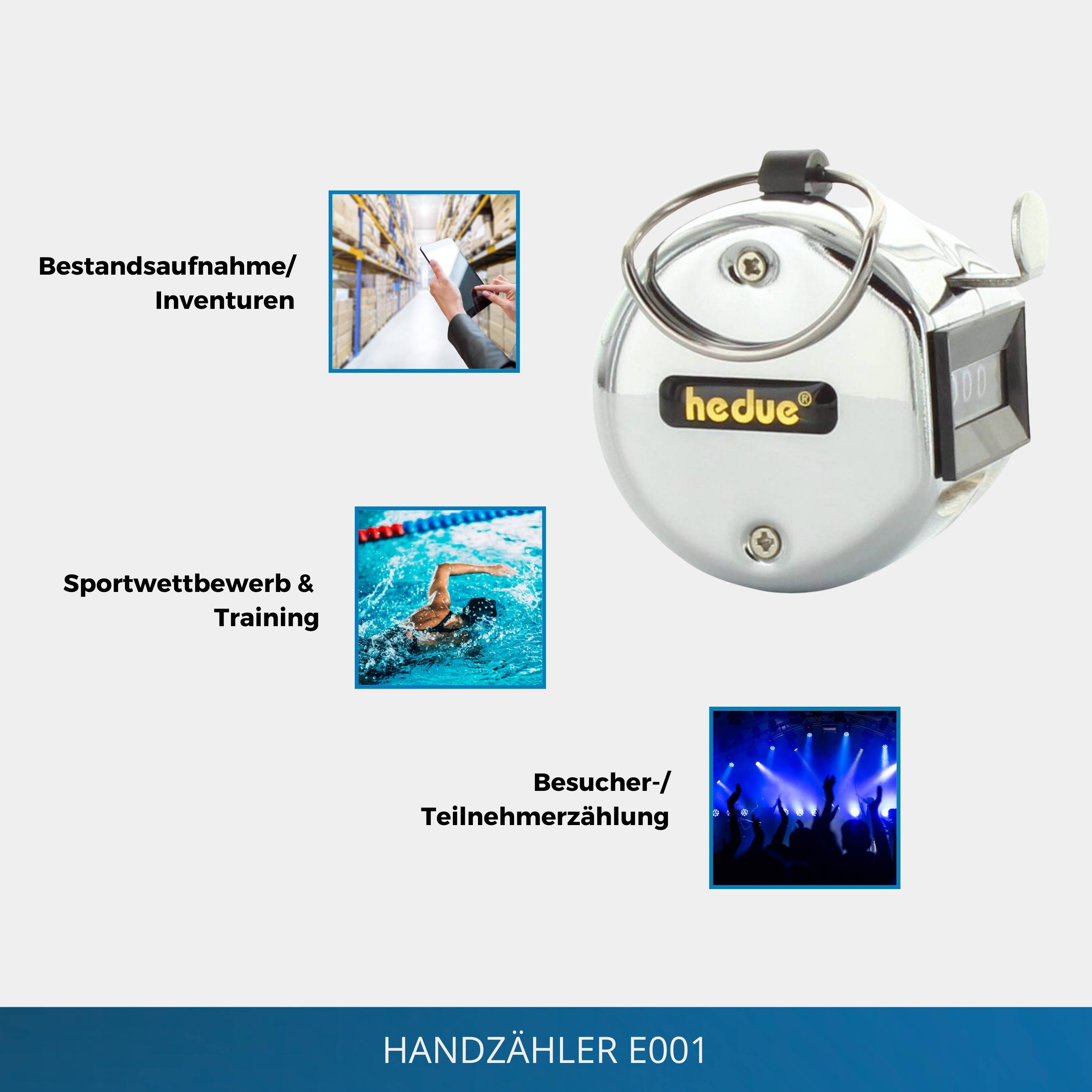 hedue® Handzähler E001 - Klickzähler für Inventuren oder Personenzählung, bis 9999 Klicks, mit Nulltaste-2