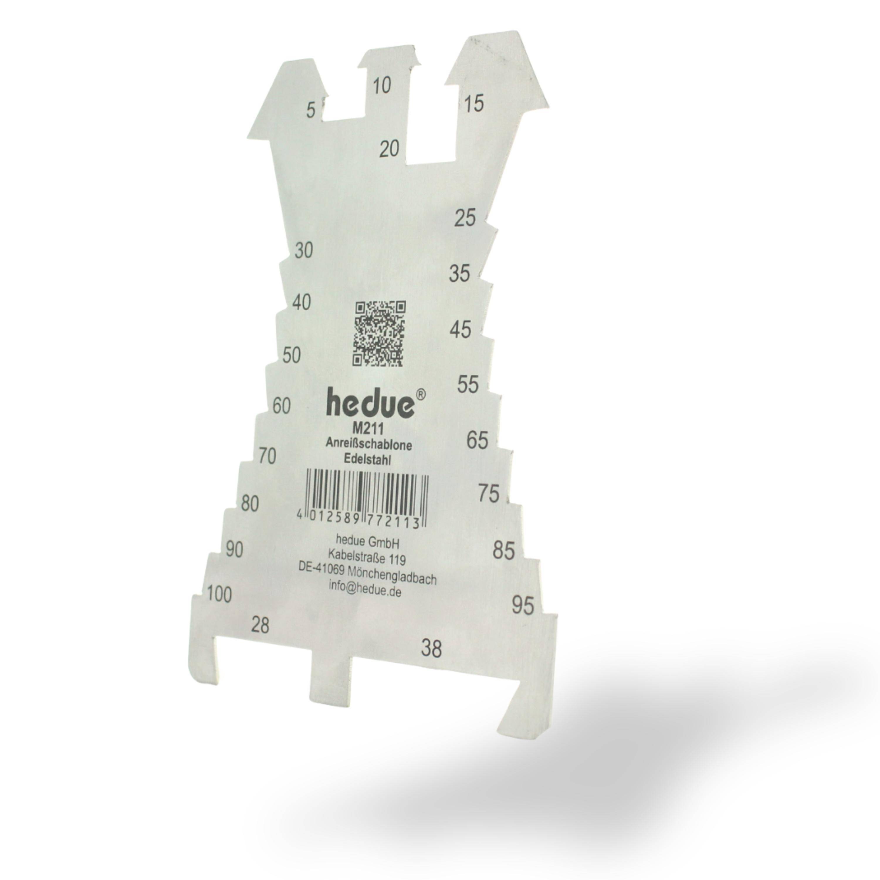hedue® Anreißschablone M211 - Spengler Werkzeug mit 20 Anschlagkanten von 5 bis 100 mm & 28/38 Stehfalz-0