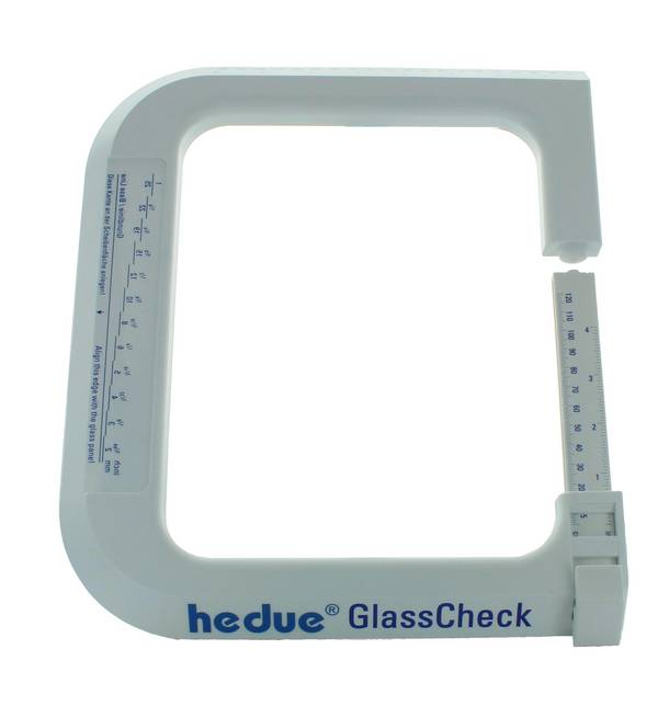 hedue® GlassCheck - Glasdickenmesser zur Messung der Glasstärke von Scheiben & Isolierverglasung, 0-120 mm
