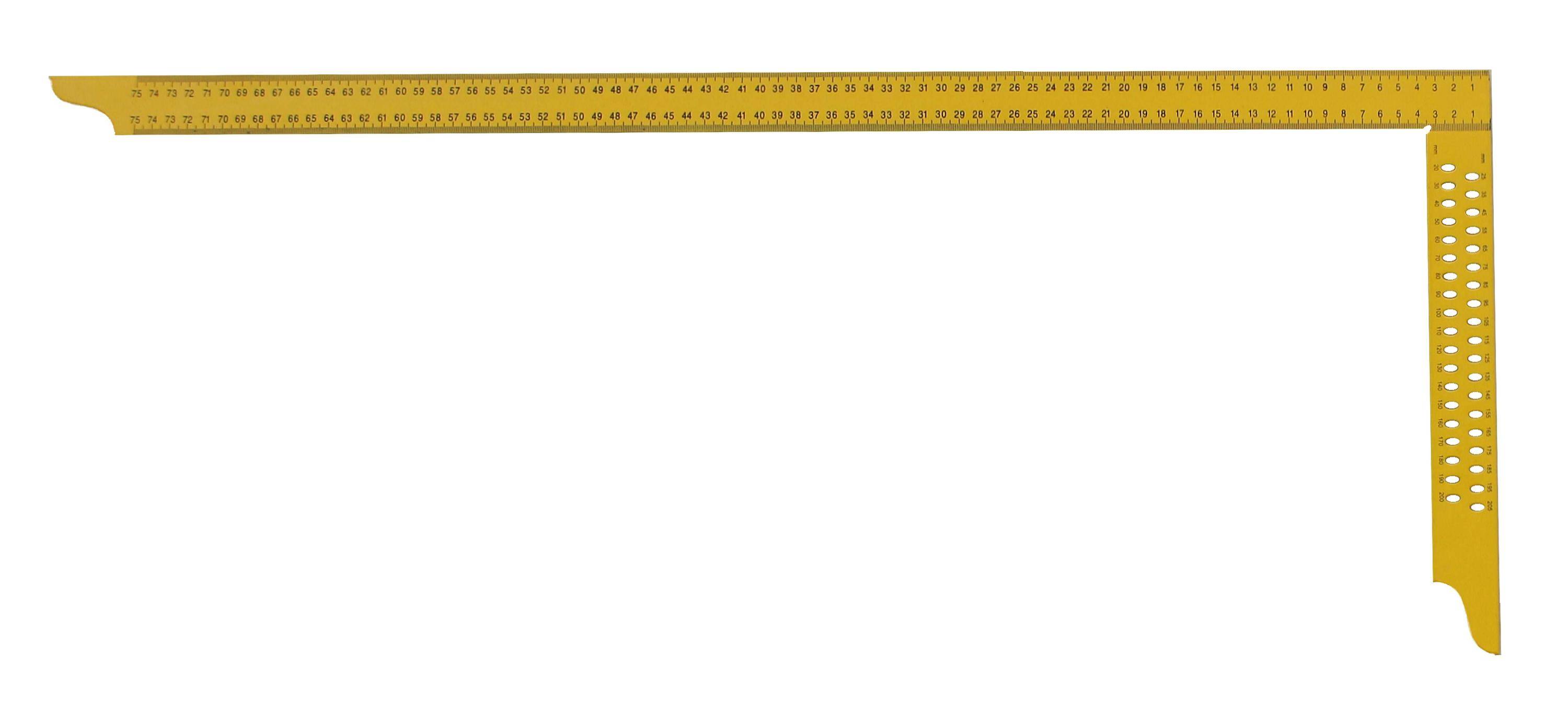 hedue® Zimmermannswinkel ZY - Gelber Zimmererwinkel aus gehärtetem Stahl mit mm-Skala Typ B und Anreißlöcher, 800 mm