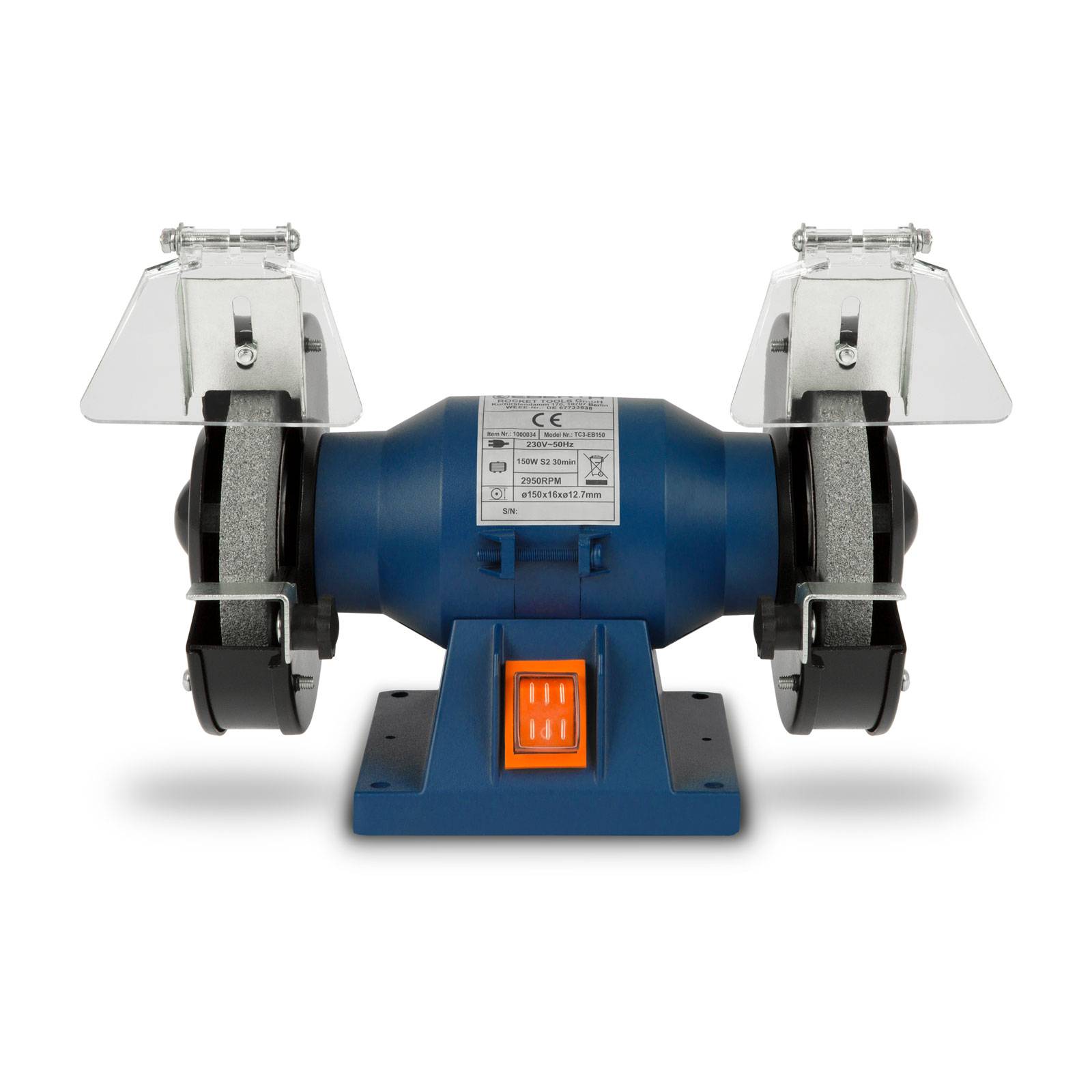 EBERTH Doppelschleifmaschine 150W, Schleifbock elektrisch mit 150mm Scheiben A36/A60, Funkenschutz, Auflage-1