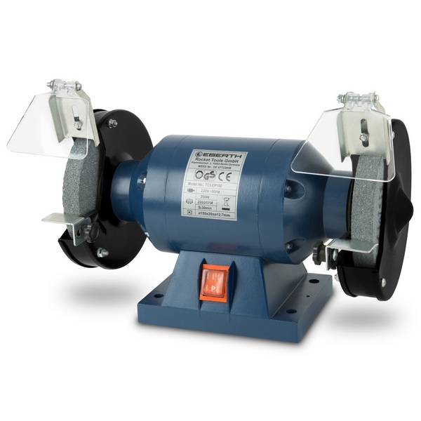 EBERTH Doppelschleifmaschine 250W, Schleifbock elektrisch mit 150mm Scheiben A36/A60, Funkenschutz, Auflage