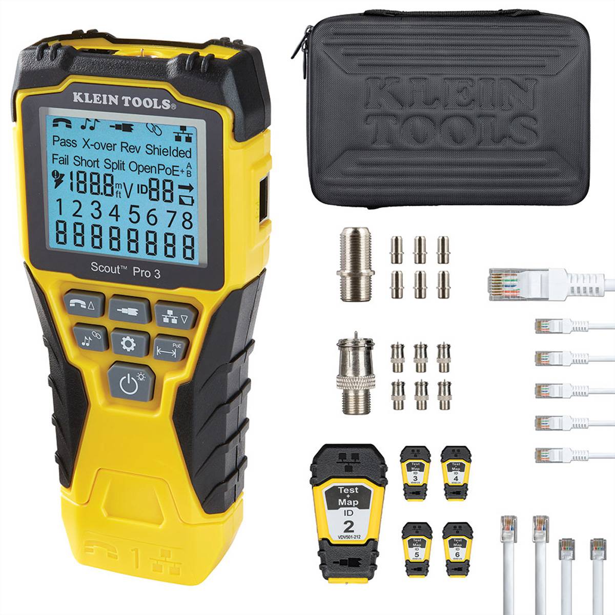 KLEIN TOOLS VDV501-853 Scout® Pro 3 (mit PoE-Test), mit Test-n-Map Remote Fernerkennungskit Tester-0
