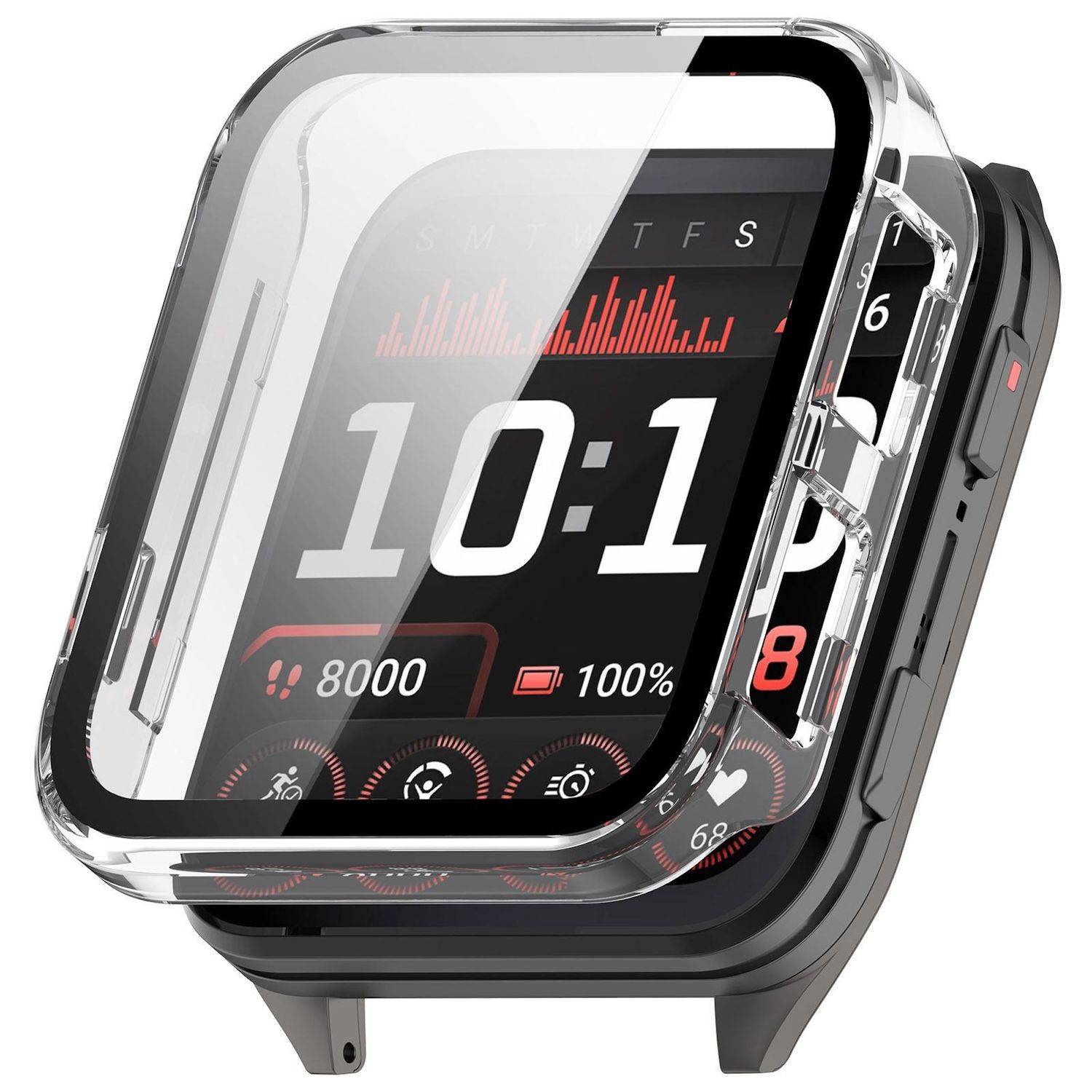 Für Garmin Venu X1 Kunststoff Smart Watch Schutzhülle + 9H Hart Glas Transparent-0