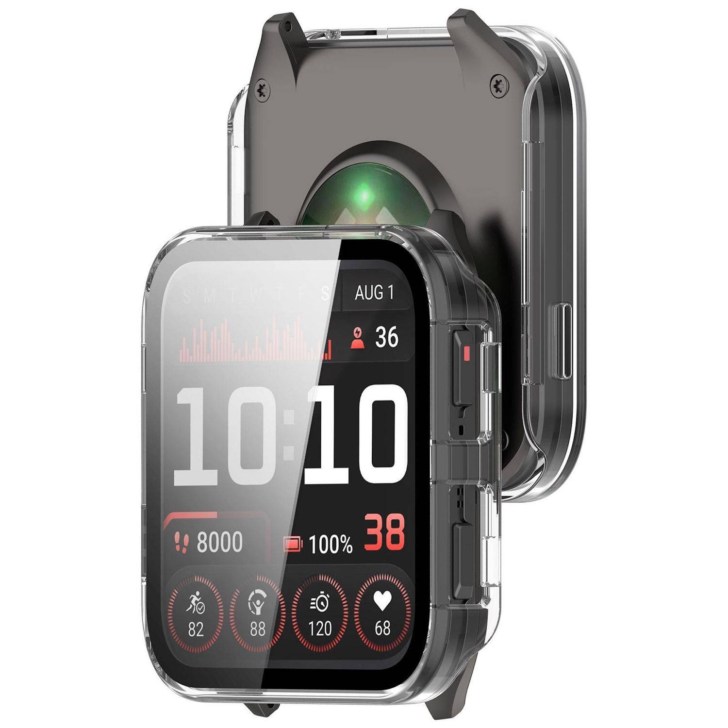 Für Garmin Venu X1 Kunststoff Smart Watch Schutzhülle + 9H Hart Glas Transparent-1