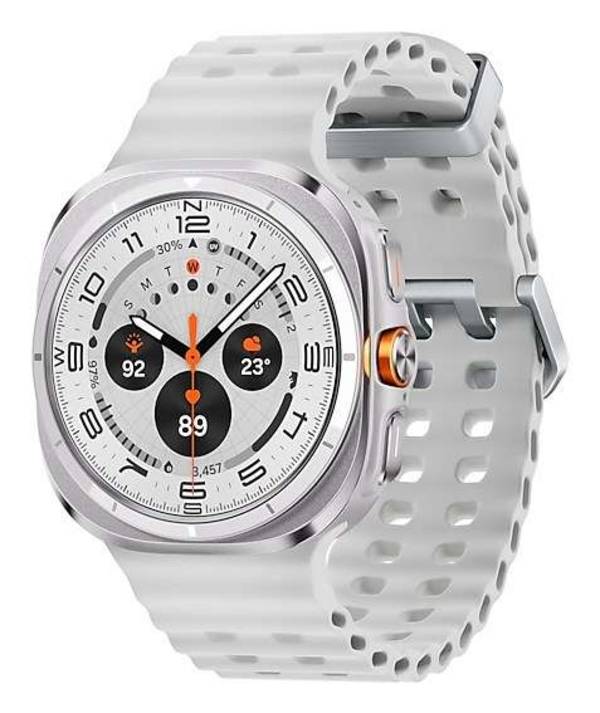Galaxy Watch Ultra - 47 mm - Titanweiß - intelligente Uhr mit Marineband - Gummi