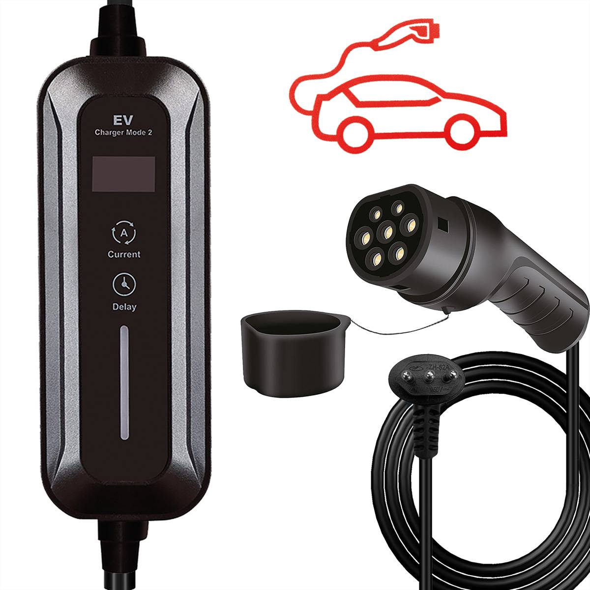 ROLINE Tragbares E-Auto Ladegerät, CEI23-50 (IT, Typ-L) & Typ2 Stecker, 1-phasig, Mode 2, 16 A, 3,6 kW, 7,5 m-2
